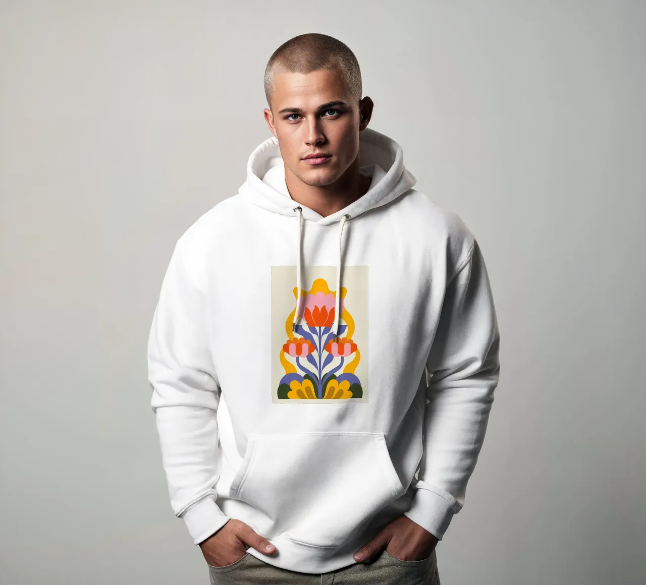 Floreale folk retrò - Scandinavo moderno di metà secolo felpa con cappuccio da diedrich