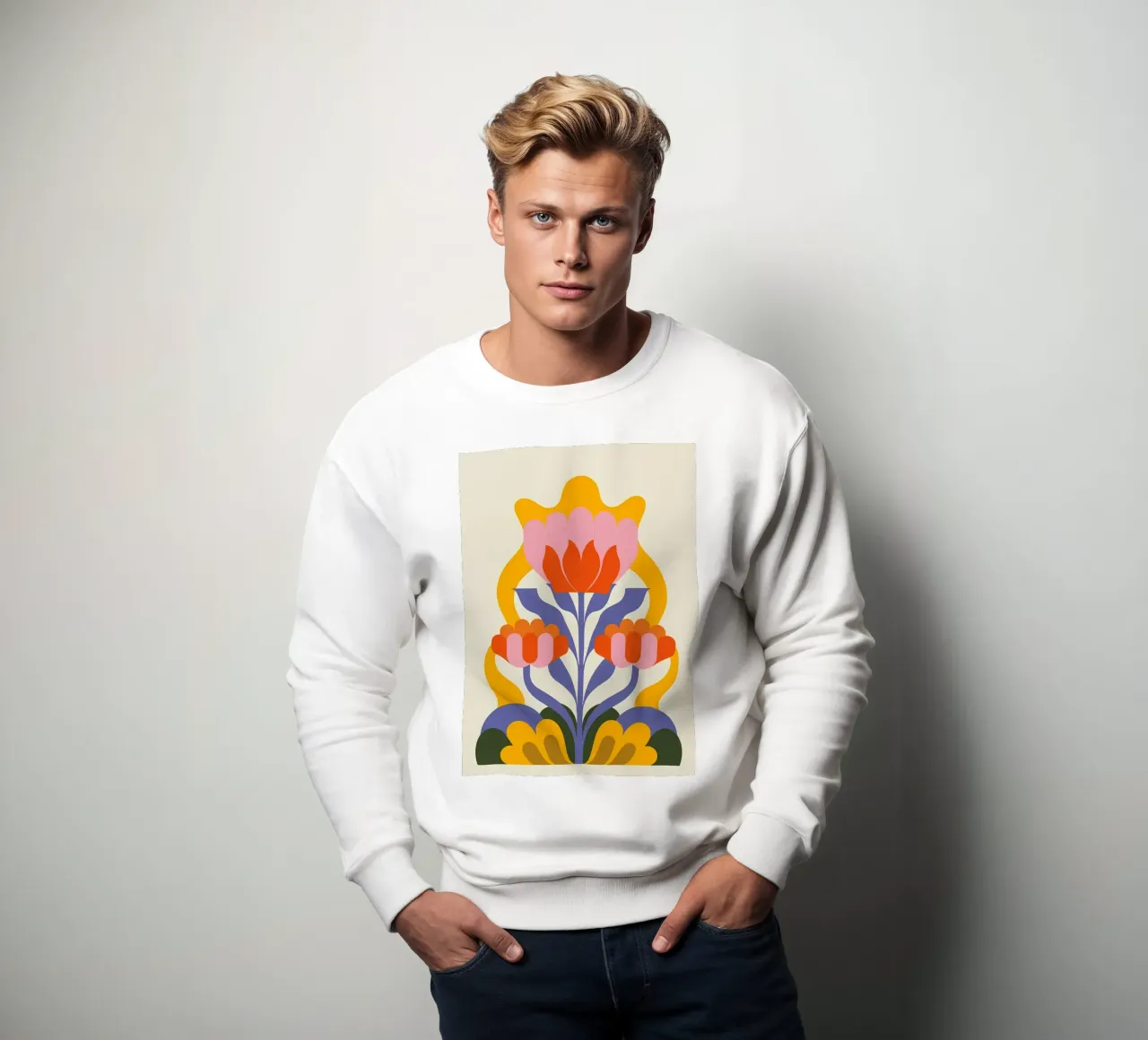 Floreale folk retrò - Scandinavo moderno di metà secolo felpa da diedrich
