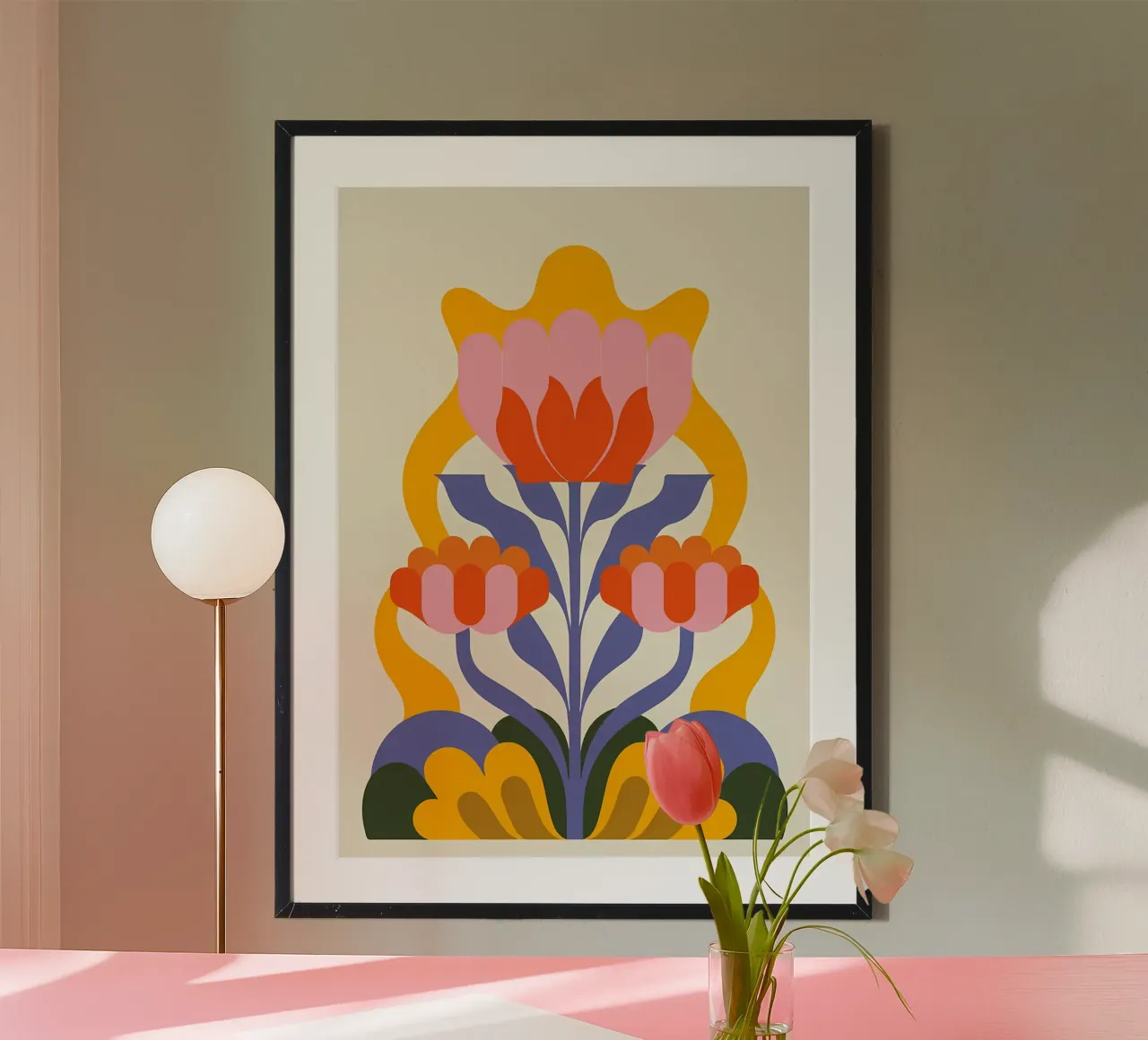 Floreale folk retrò - Scandinavo moderno di metà secolo poster da diedrich