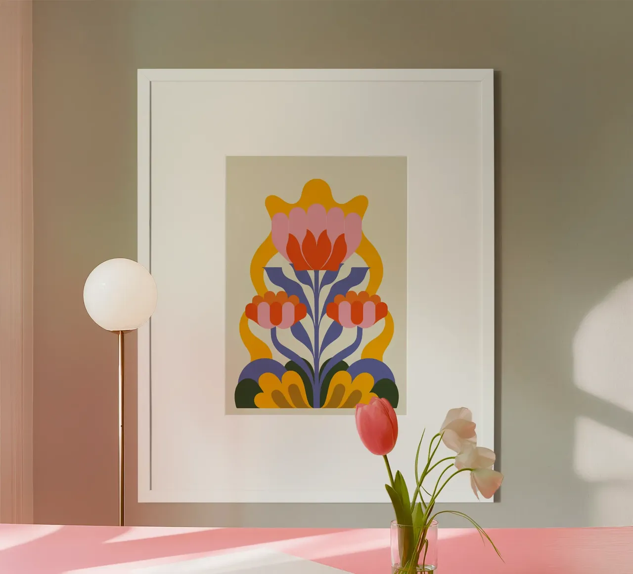 Floreale folk retrò - Scandinavo moderno di metà secolo poster da diedrich