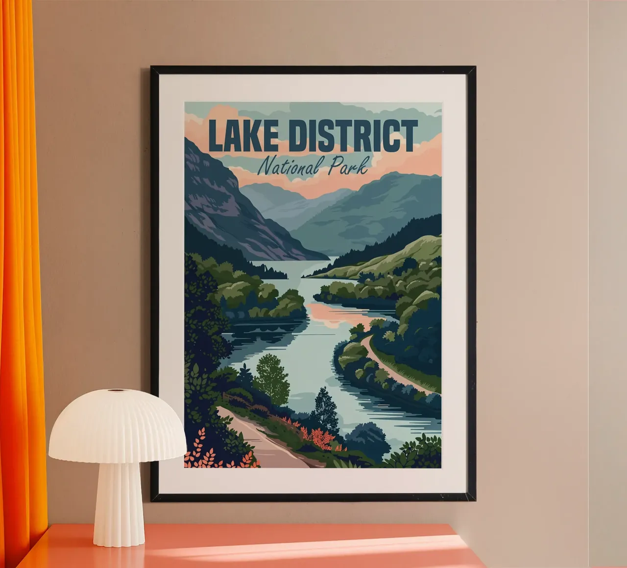Distretto dei laghi poster con telaio in alluminio da diedrich