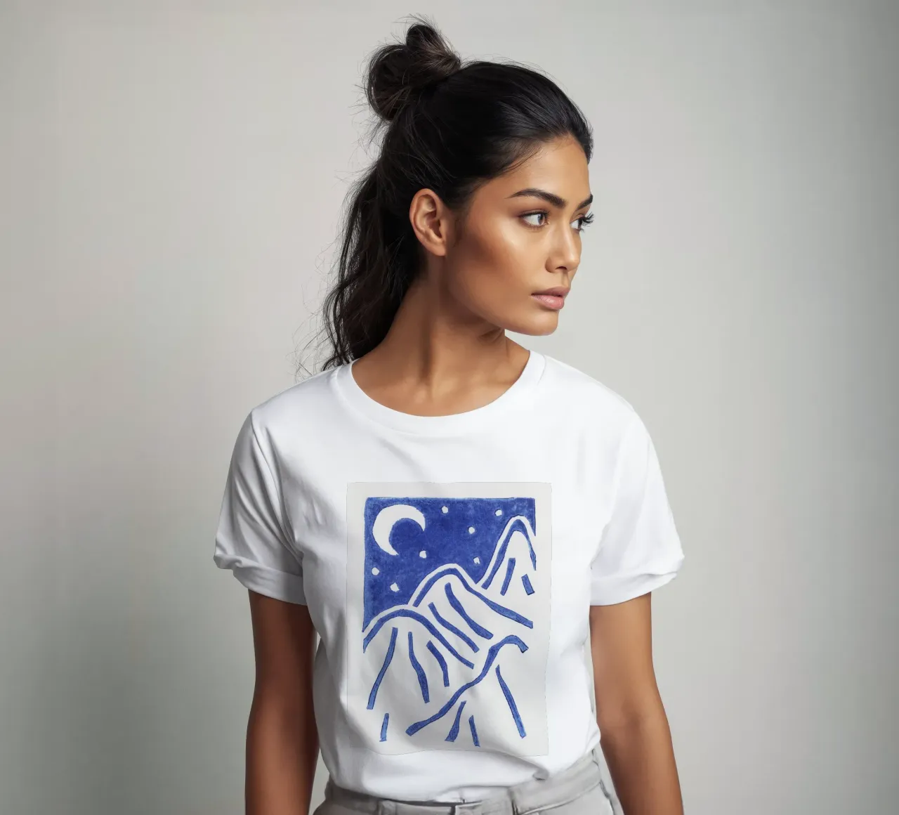 Linocut Notte stellata t-shirt da Alisa Galitsyna