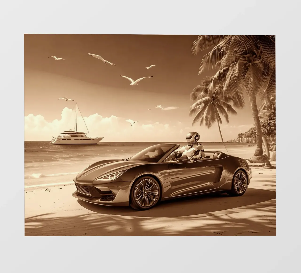 ROBOT AU VOLANT. SEPIA. fotobehang van Thierry vobmann photography