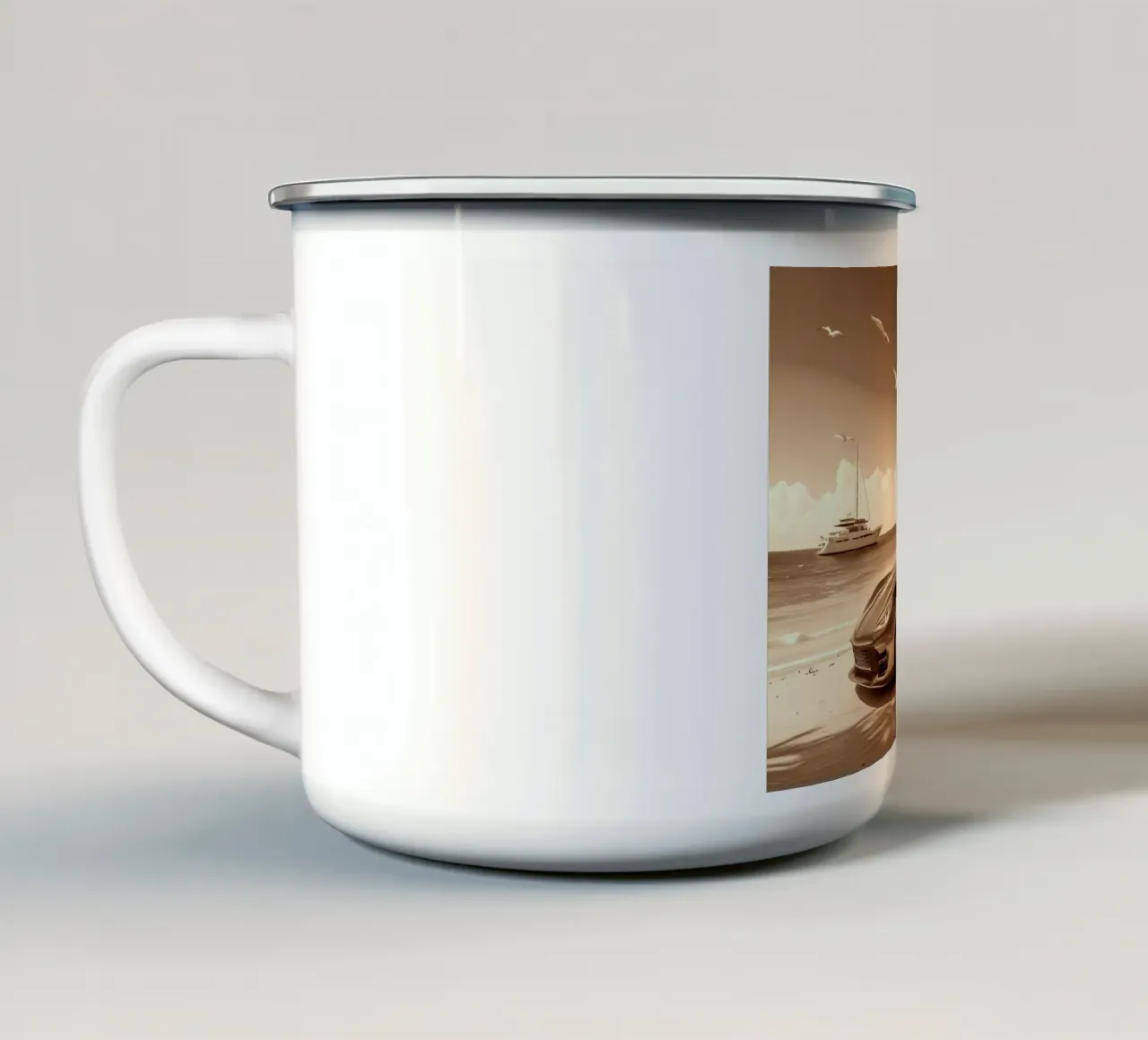 ROBOT AU VOLANT. SEPIA. tazza in smalto da Thierry vobmann photography