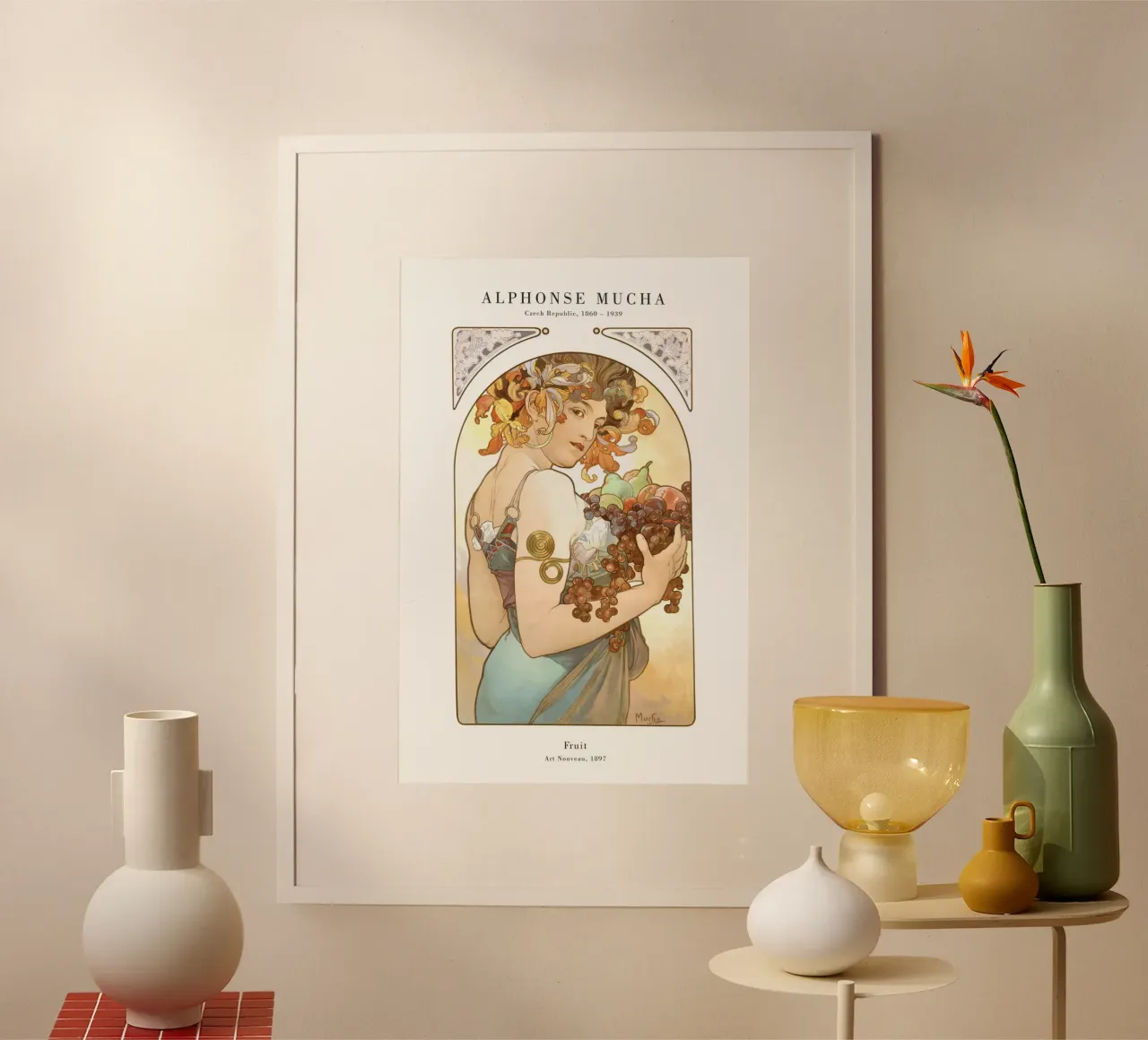 Alfons Mucha - Frutta poster con telaio in plastica da Old Masters
