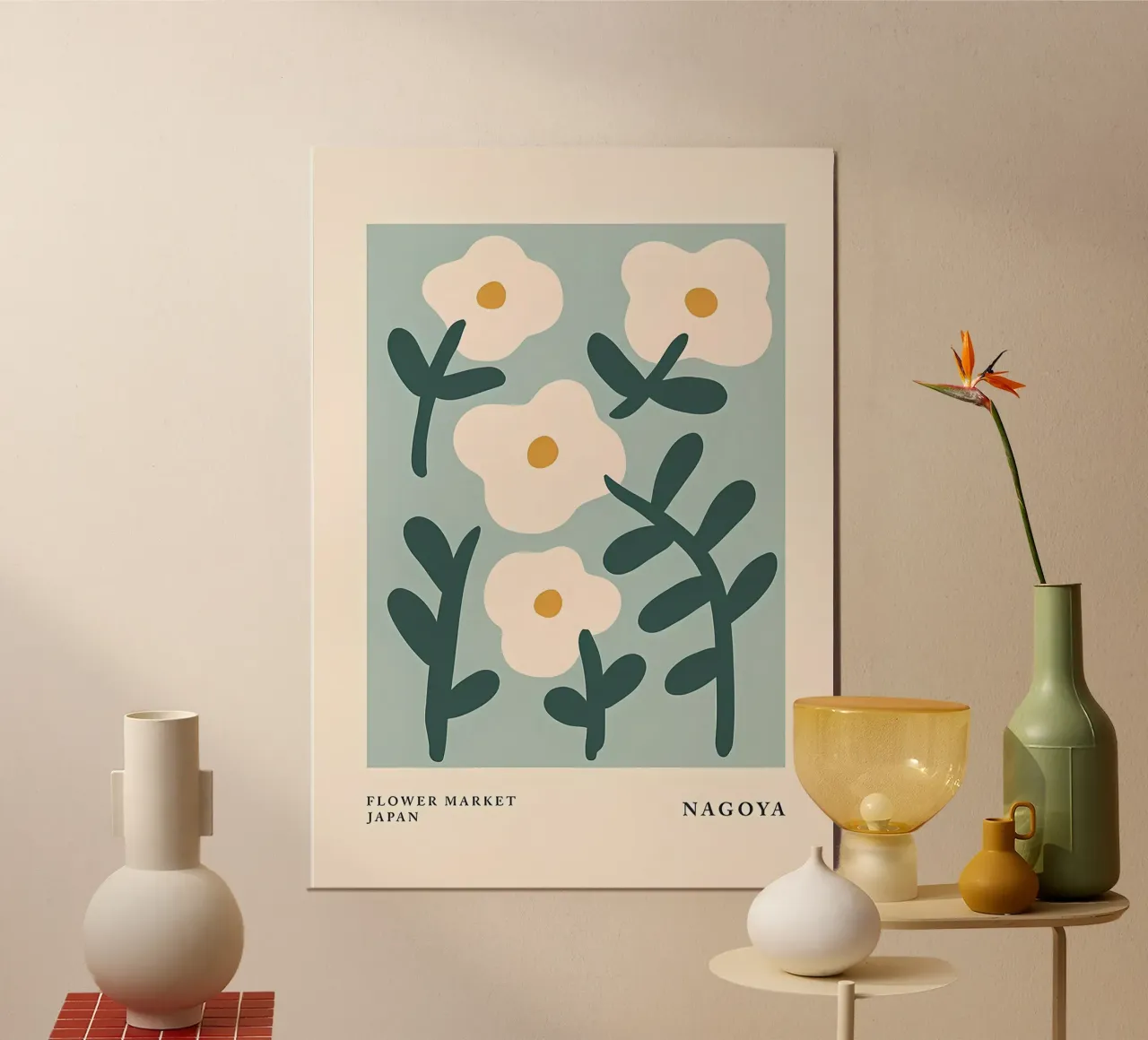 Mercato dei fiori di Nagoya Giappone poster con telaio in plastica da diedrich
