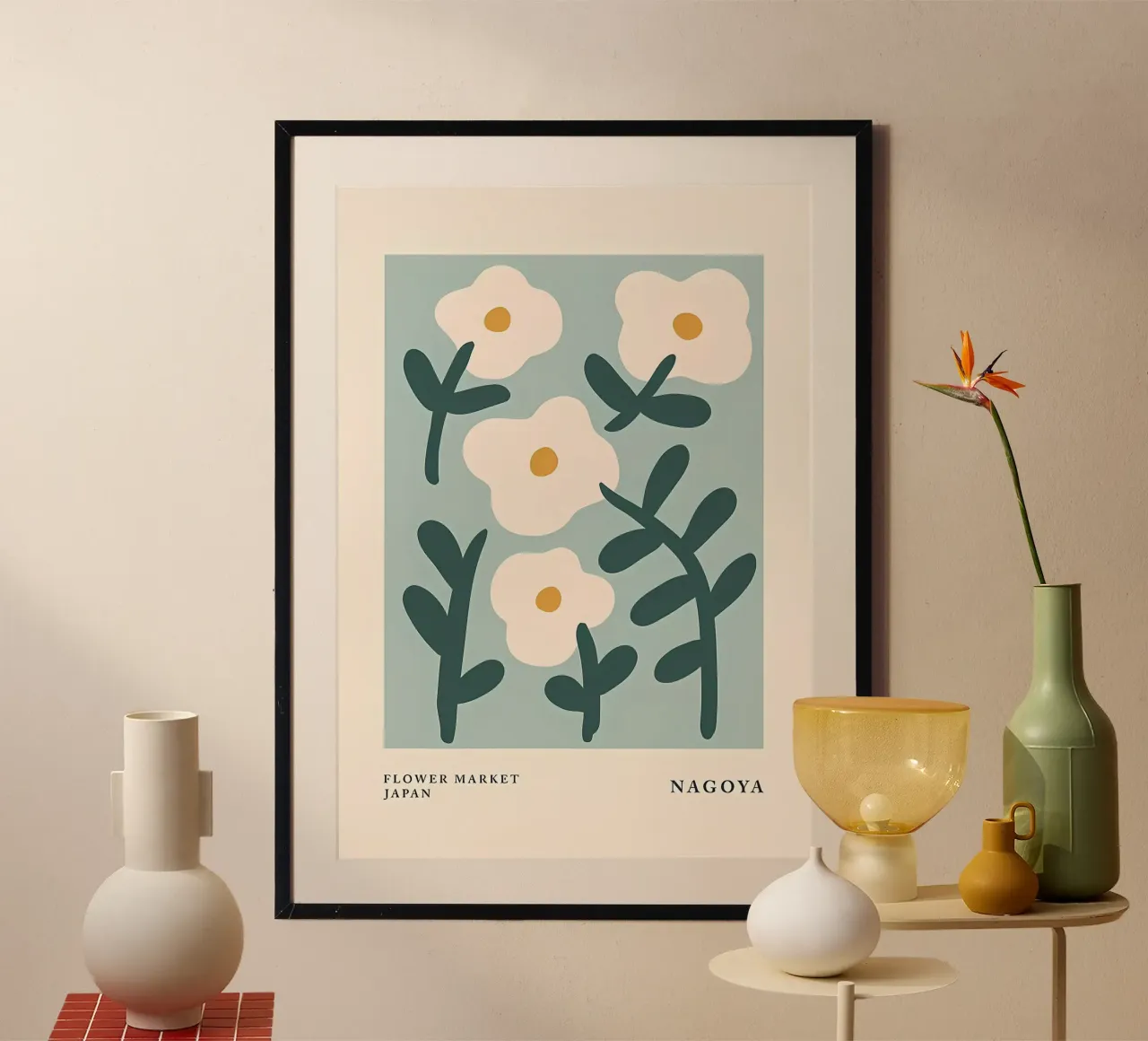 Mercato dei fiori di Nagoya Giappone poster con telaio in plastica da diedrich