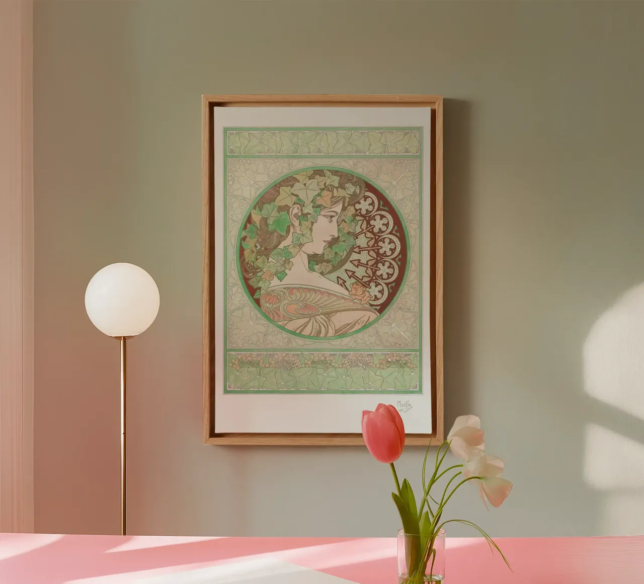 Alfons Mucha - Ivy canvas met Baklijst van Old Masters