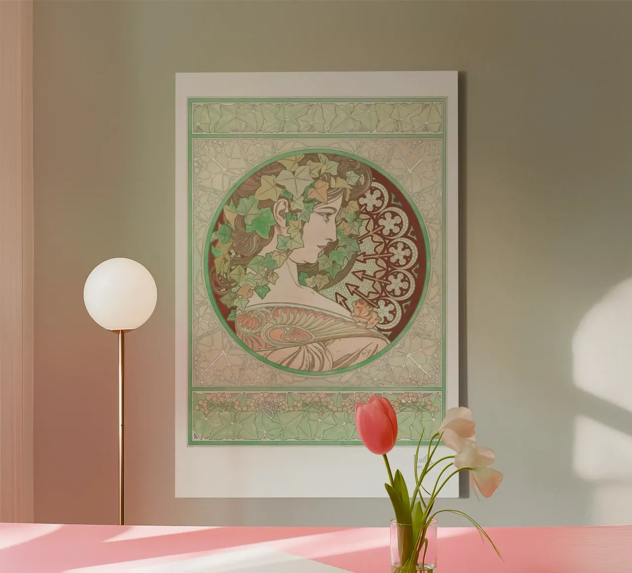 Alfons Mucha - Ivy canvas met Baklijst van Old Masters
