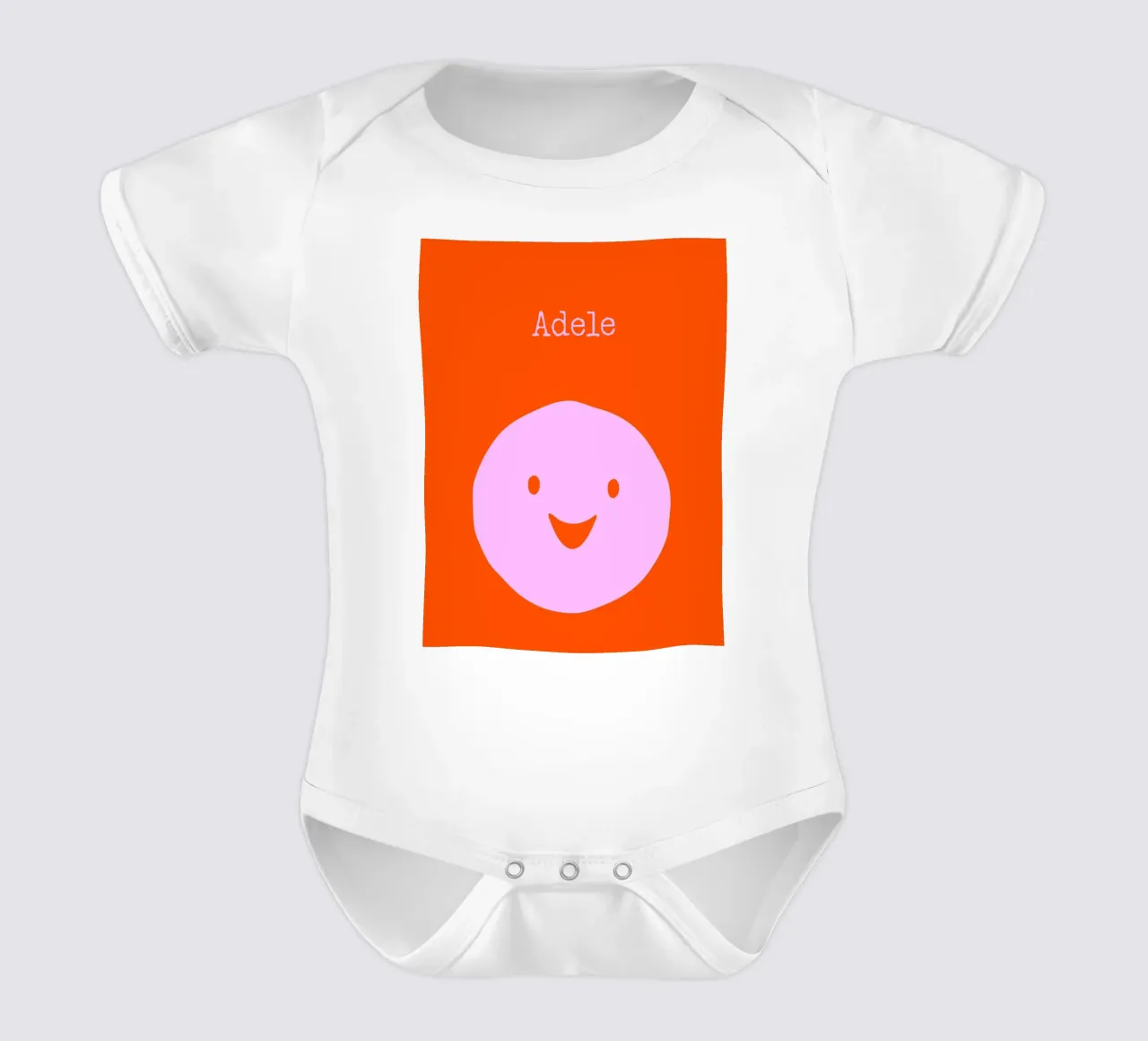 Be happy, Smile mit Name body neonato maniche corte da Ohkimiko