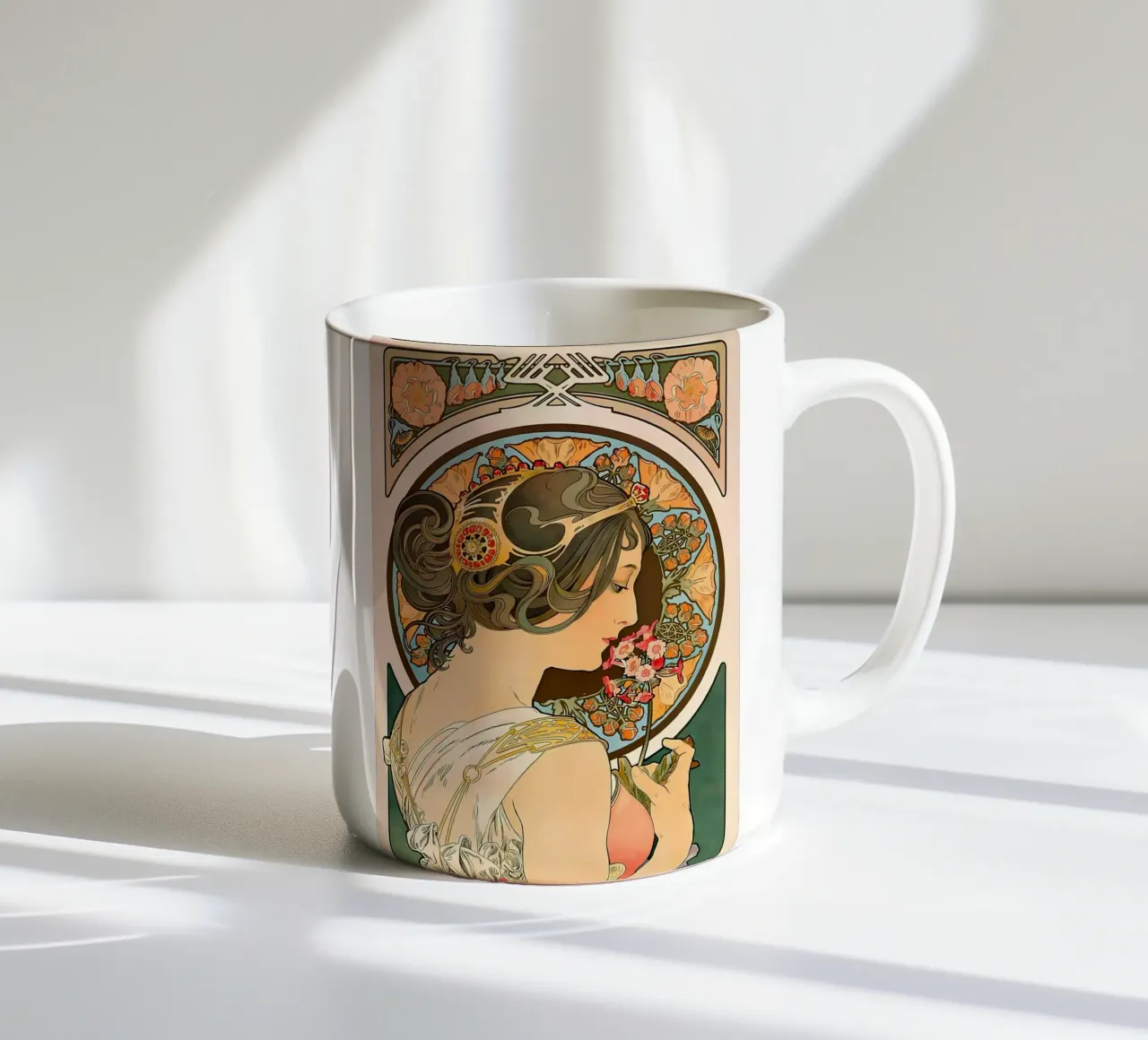 Art Nouveau Alphonse Mucha tazza in ceramica da diedrich