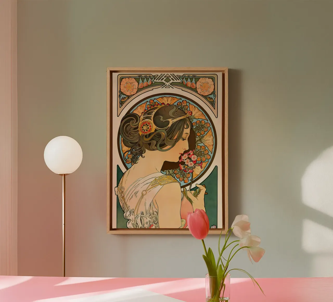 Art Nouveau Alphonse Mucha tela con Cornice a cassetta da diedrich