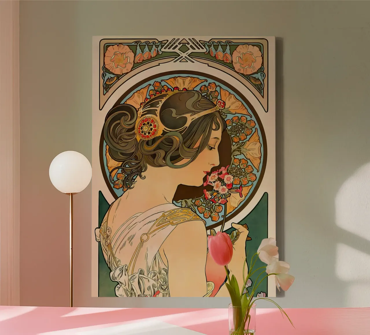 Art Nouveau Alphonse Mucha tela con Cornice a cassetta da diedrich