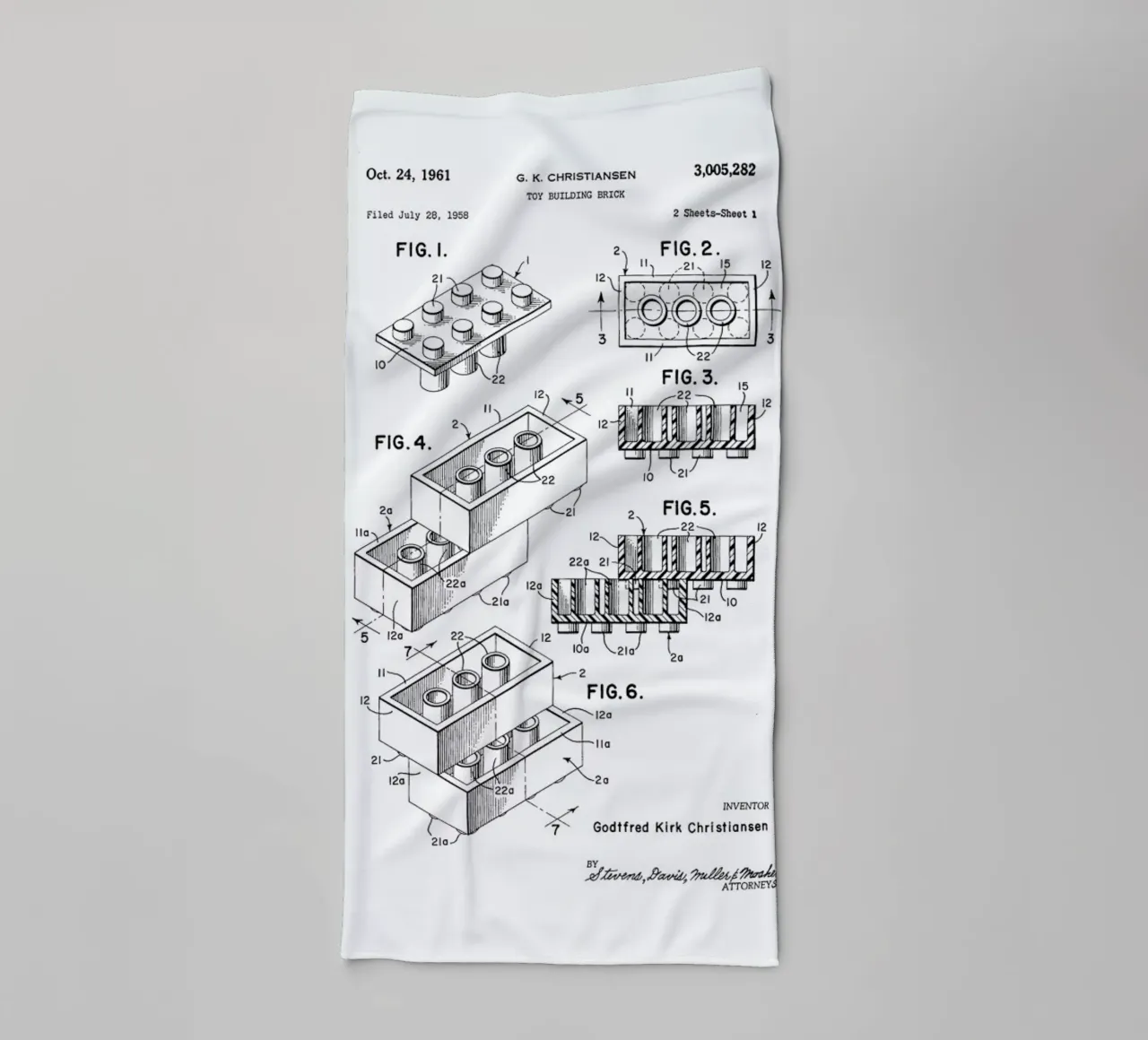 Lego PRINT BW asciugamano da bagno da Florent Bodart
