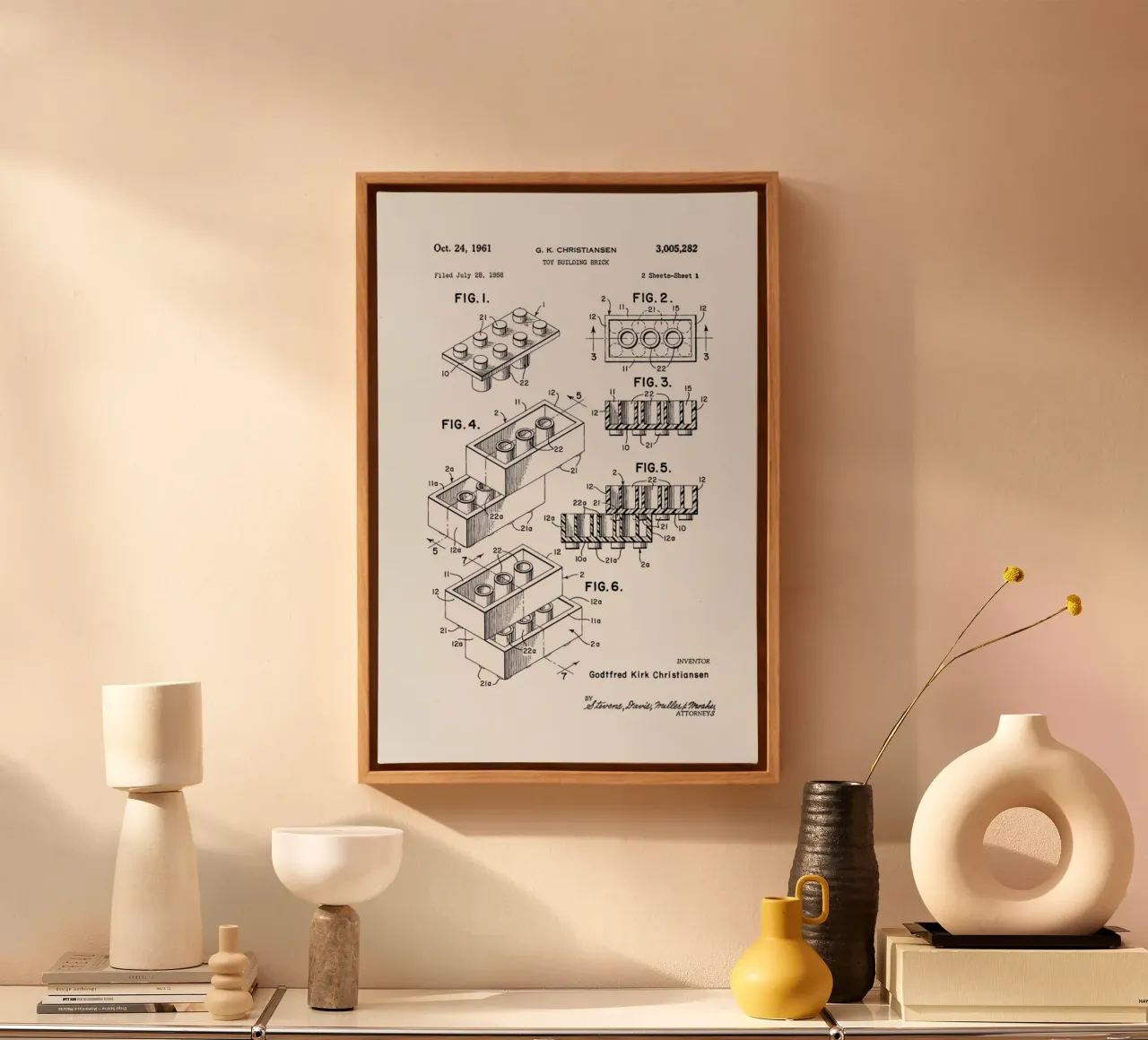 Lego PRINT BW canvas met Baklijst van Florent Bodart