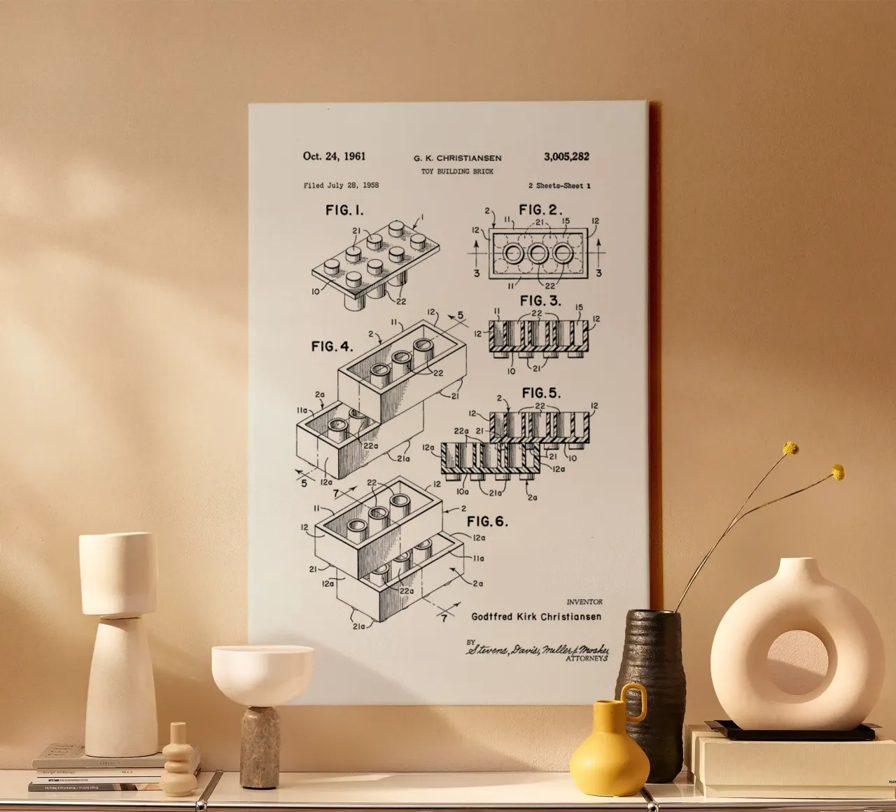 Lego PRINT BW canvas met Baklijst van Florent Bodart