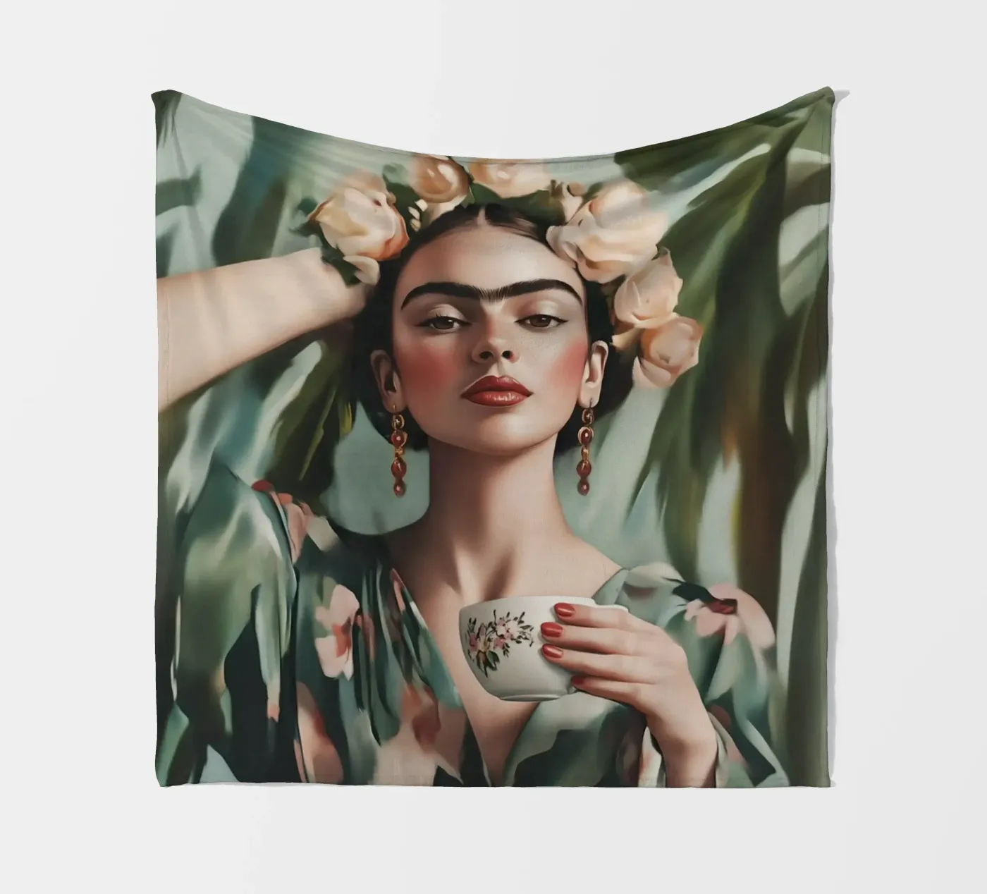 Kaffeepause mit Frida Fleecedecke von Carinaprint