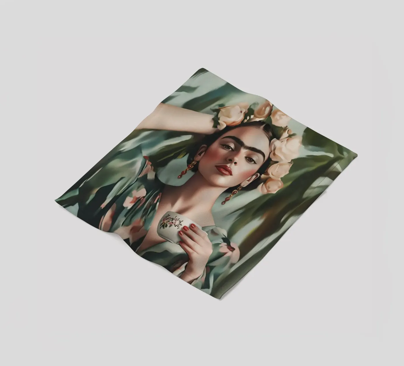 Kaffeepause mit Frida Fleecedecke von Carinaprint