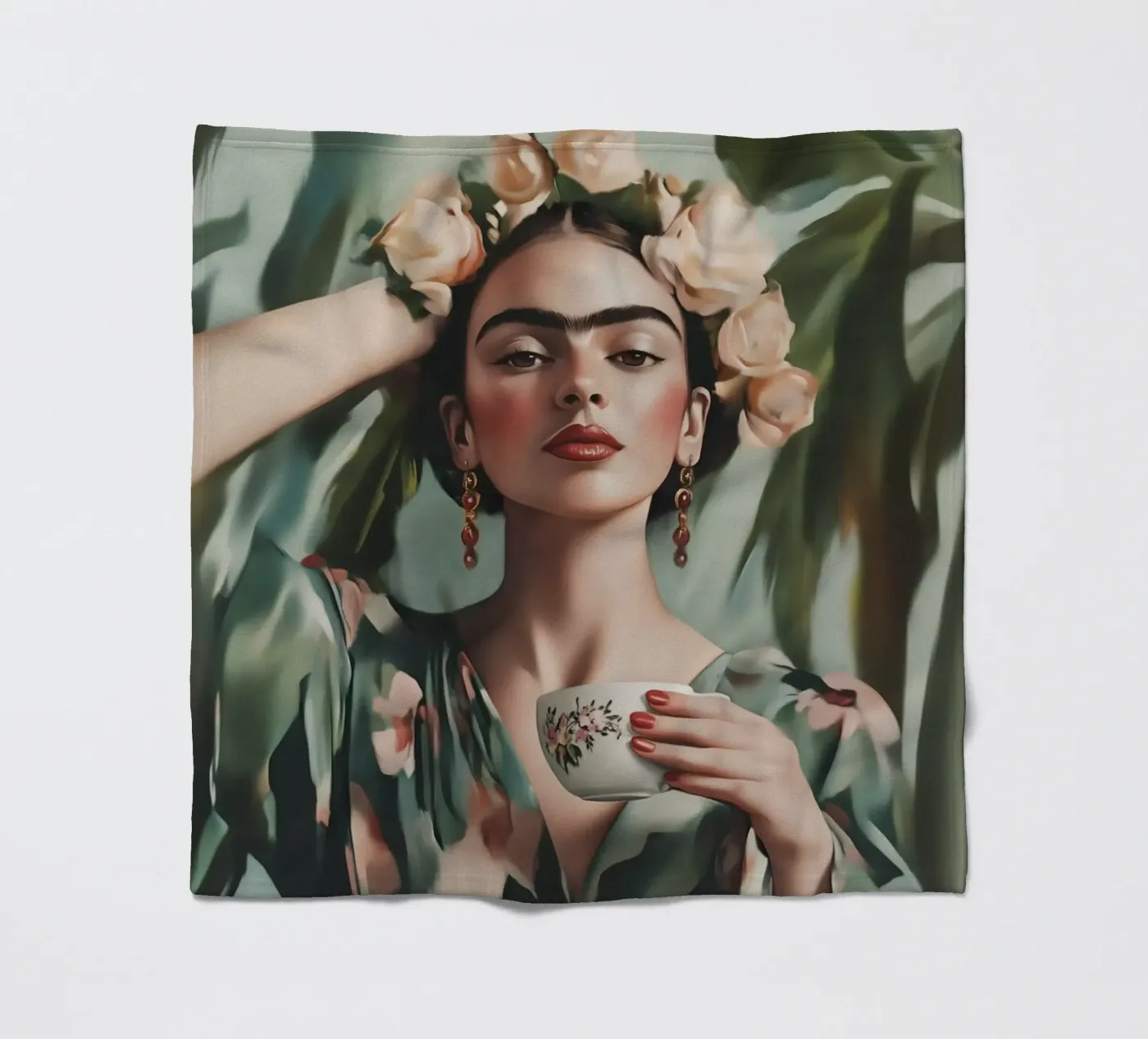 Kaffeepause mit Frida Fleecedecke von Carinaprint