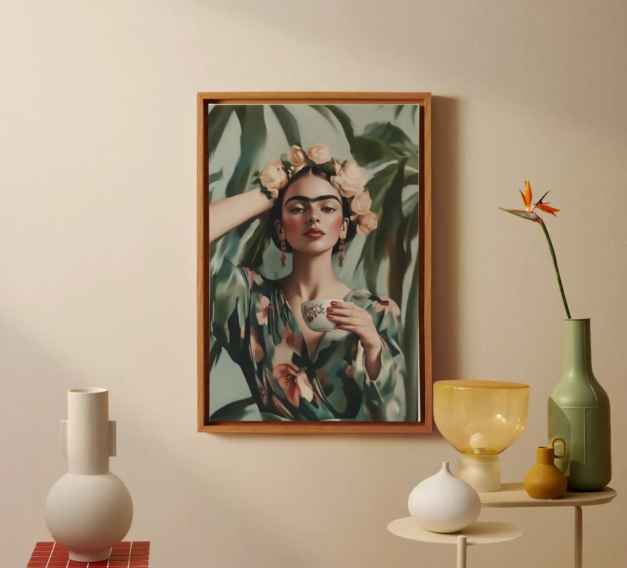 Pausa caffè con Frida tela da Carinaprint