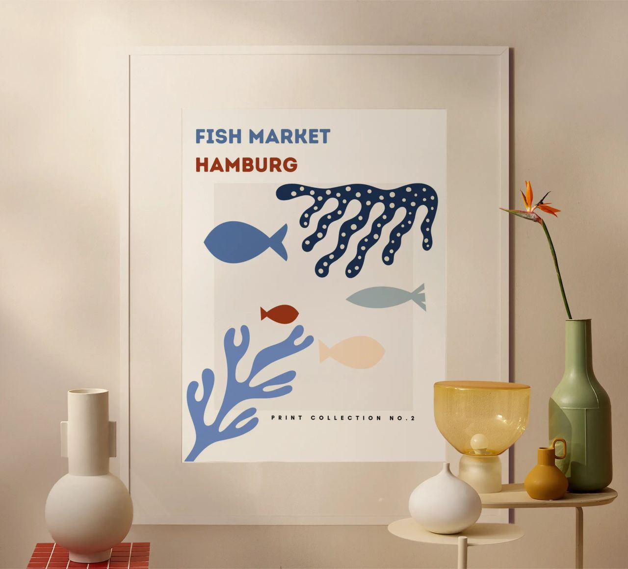 Fischmarkt Hamburg City Art - Maritime Korallen & Meerestiere Poster von Studio Remiér