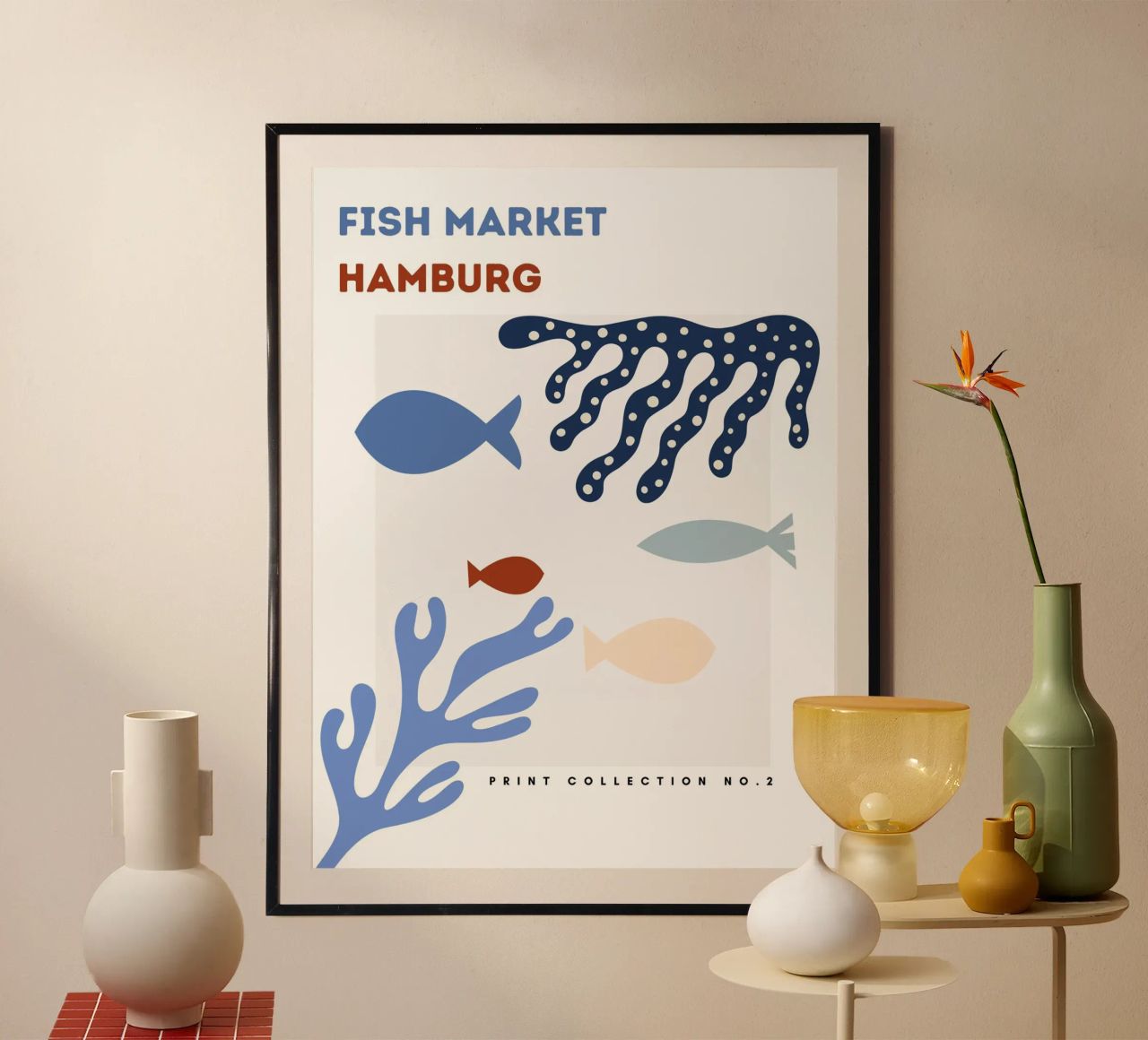 Fischmarkt Hamburg City Art - Maritime Korallen & Meerestiere Poster von Studio Remiér