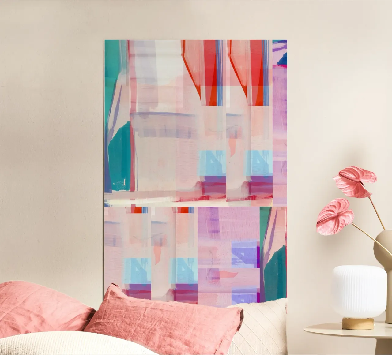 Forme blu e rosa n. 1 poster con telaio in legno da Cartissi