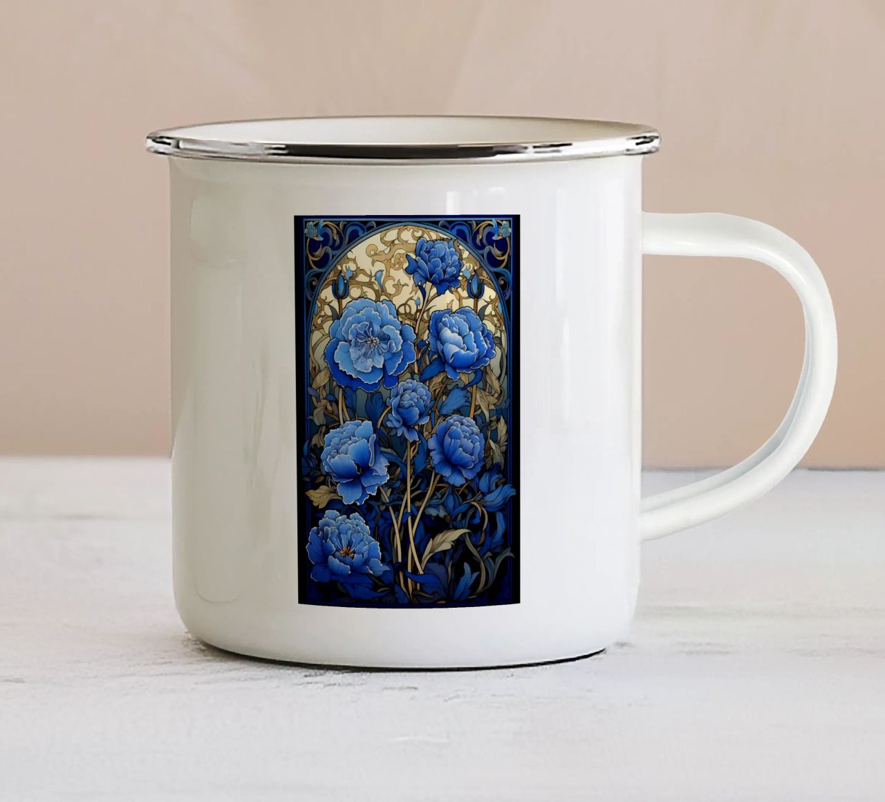 Vetrate con ninfee tazza in smalto da diedrich