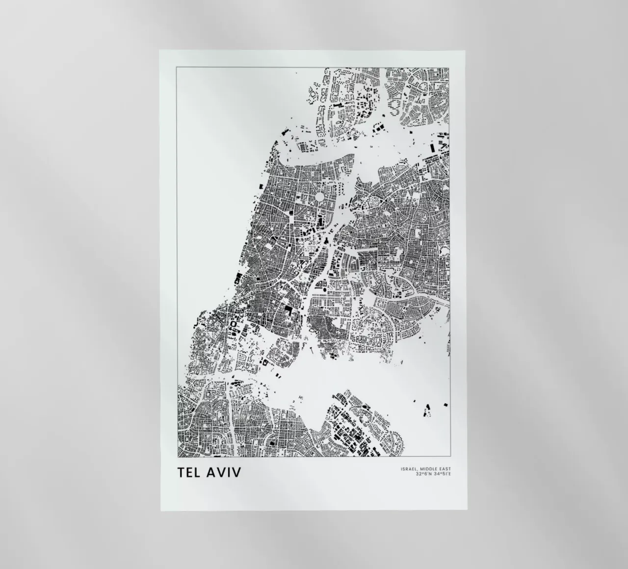 Tel Aviv pellicola backlit da The Cartography Collection
