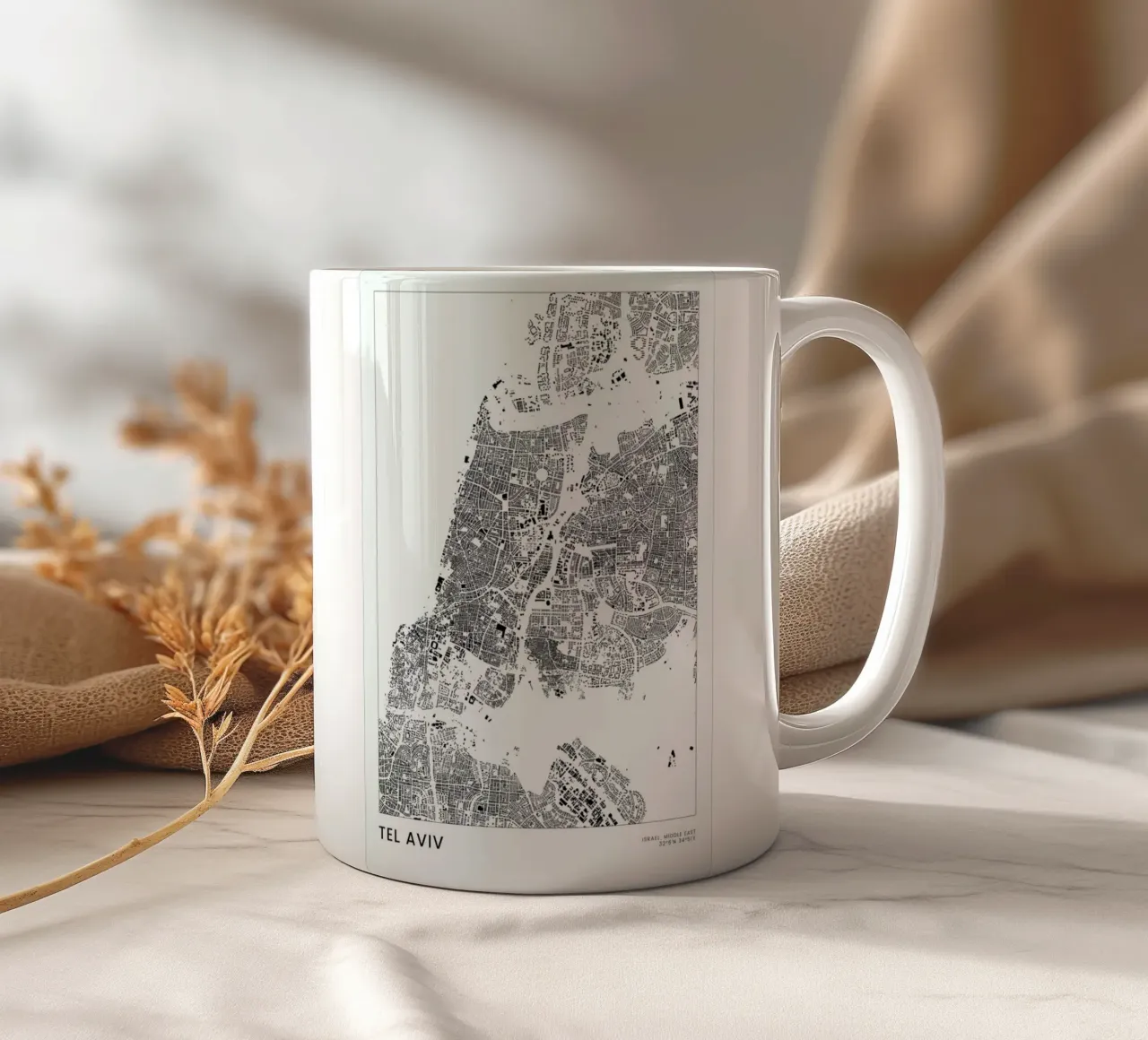 Tel Aviv tazza in ceramica da The Cartography Collection