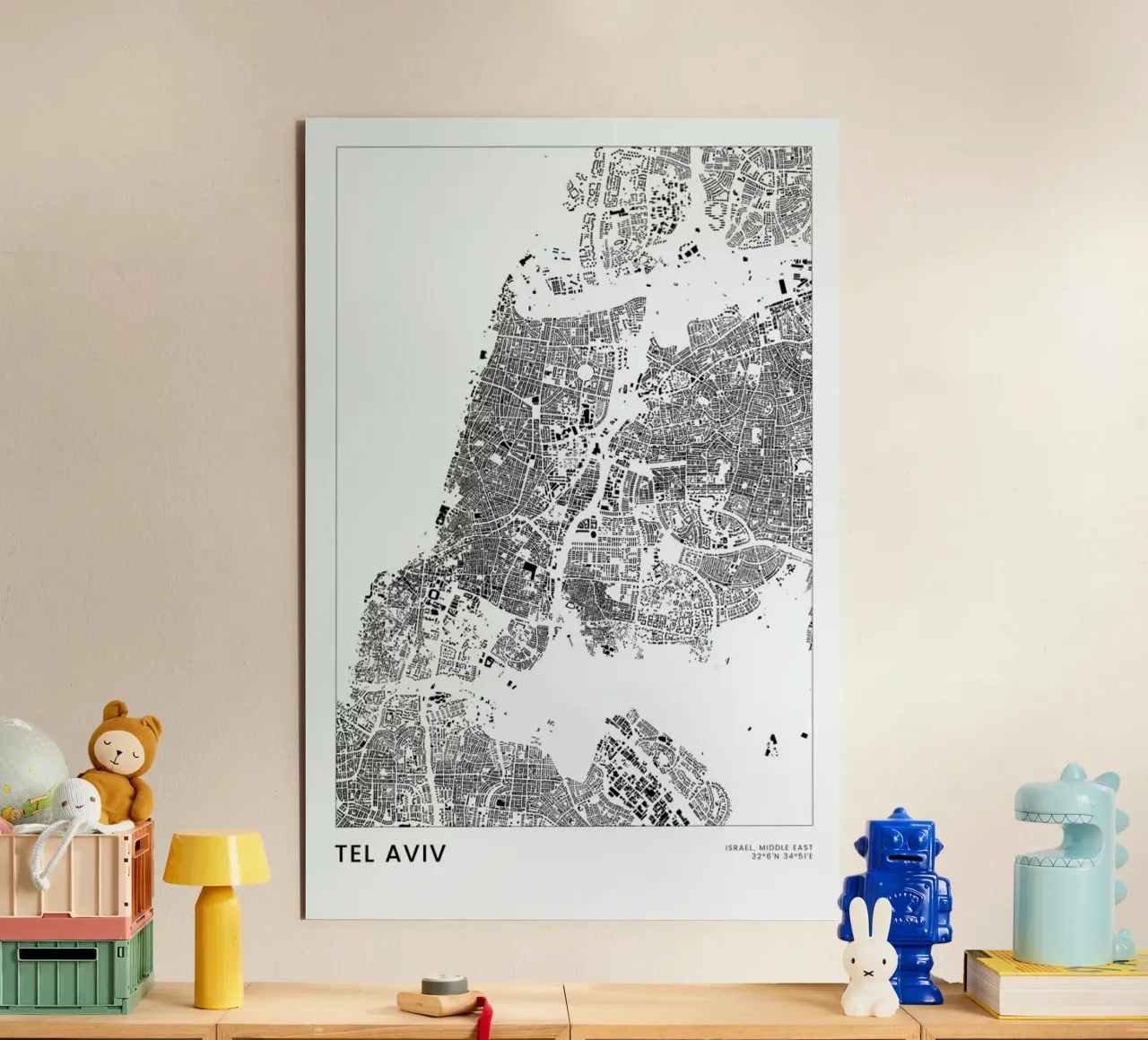 Tel Aviv alluminio dibond da The Cartography Collection