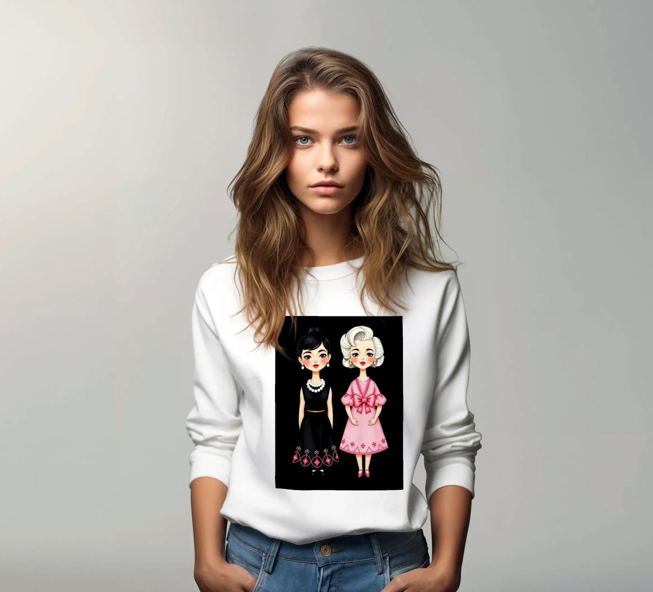 Marilyn Monroe con Audrey Hepburn sudadera de COLLEEN CRAFTS