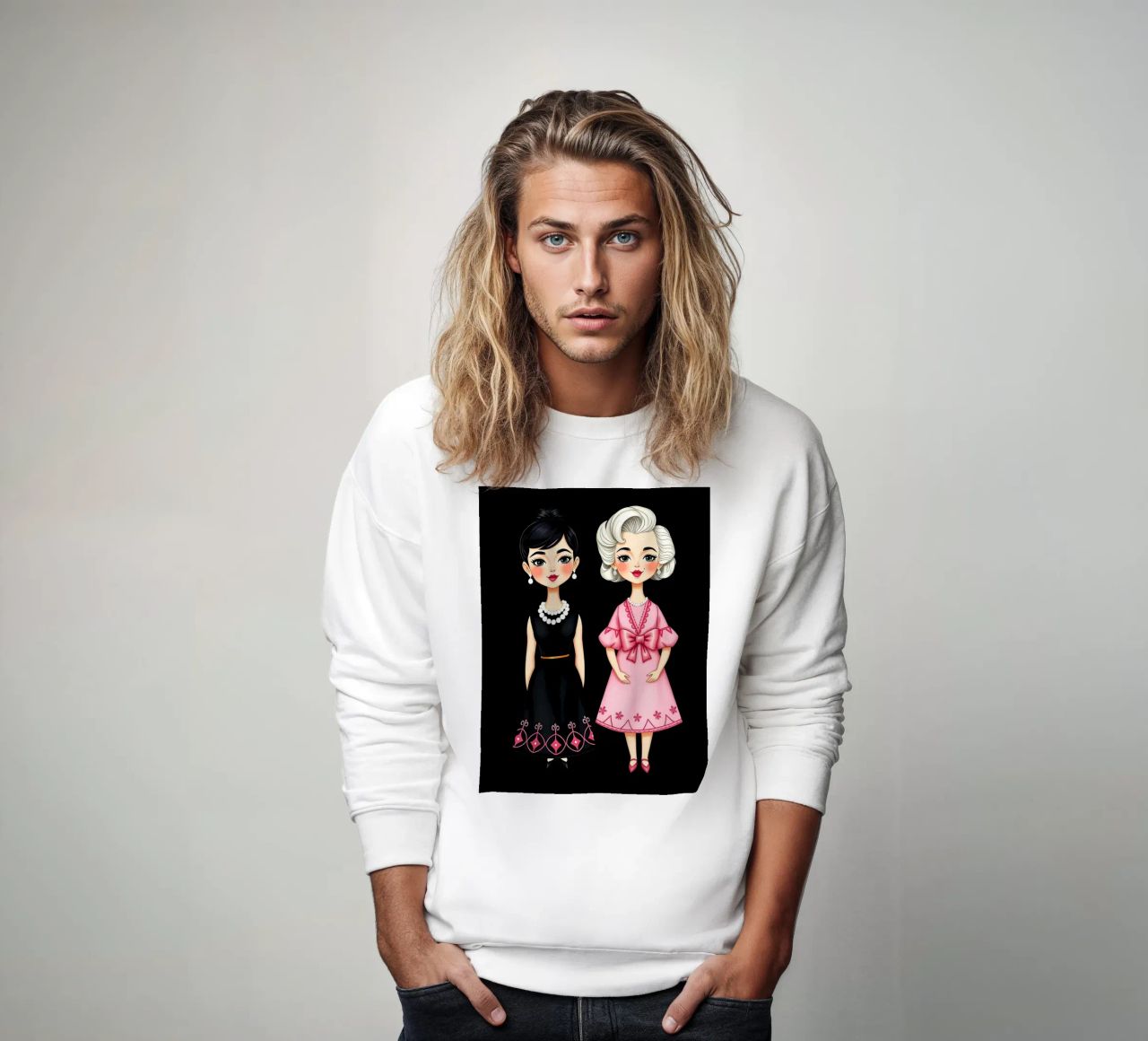 Marilyn Monroe con Audrey Hepburn sudadera de COLLEEN CRAFTS