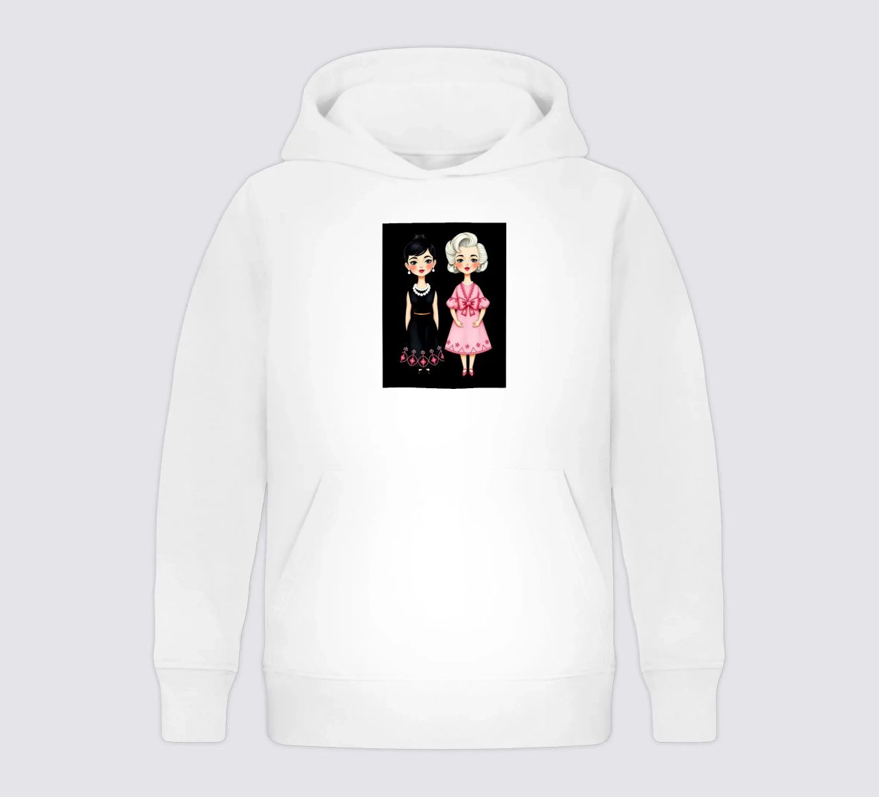 Marilyn Monroe con Audrey Hepburn sudadera con capucha para niño de COLLEEN CRAFTS