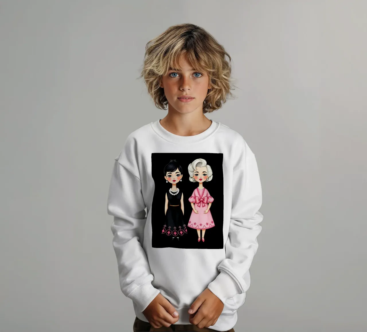 Marilyn Monroe con Audrey Hepburn felpa bambino da COLLEEN CRAFTS