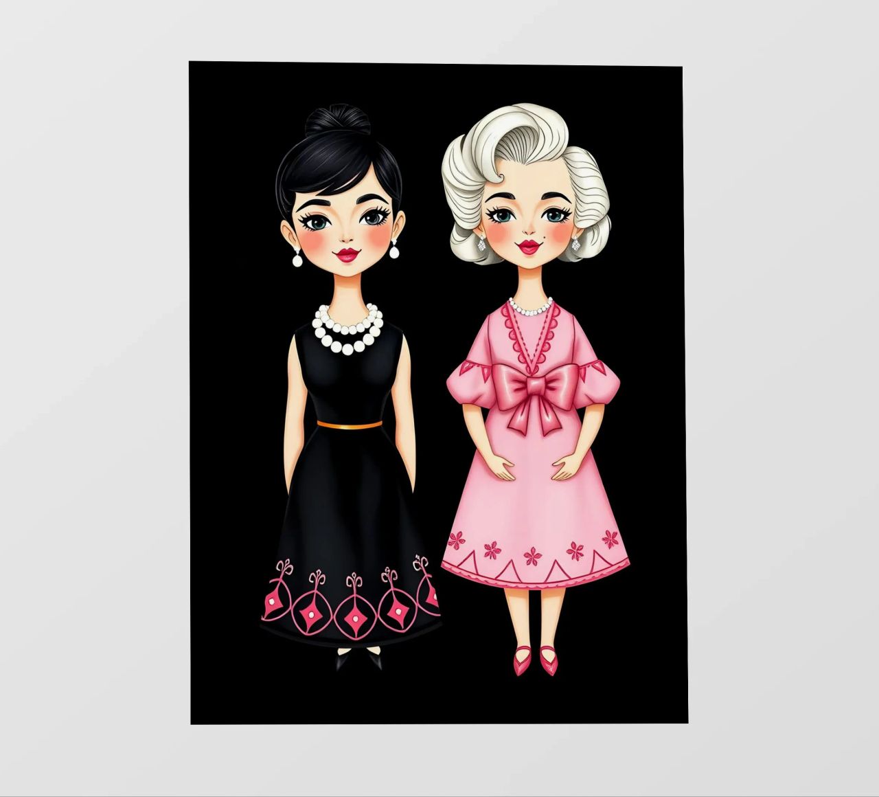 Marilyn Monroe con Audrey Hepburn lámina retroiluminada de COLLEEN CRAFTS