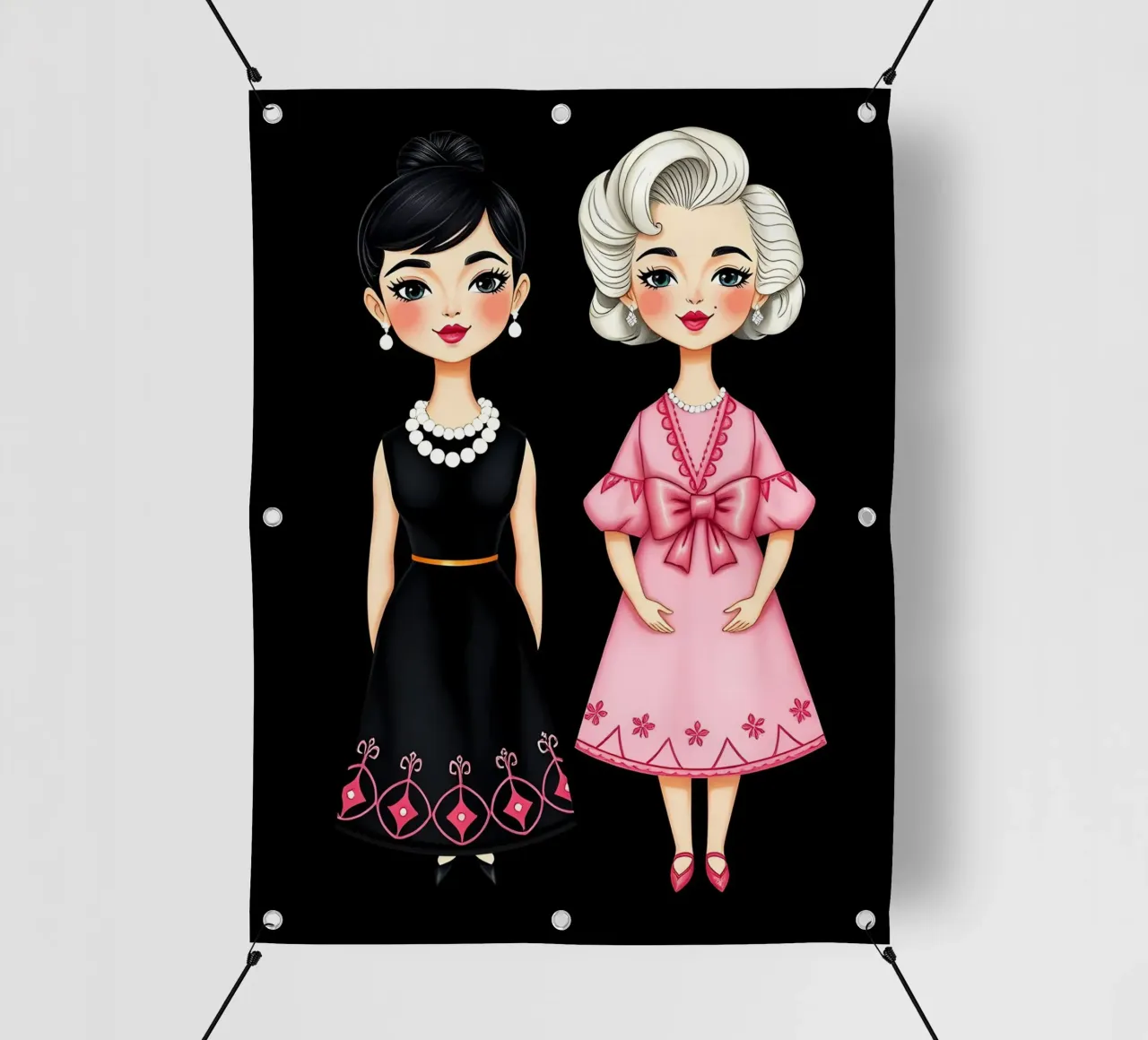 Marilyn Monroe con Audrey Hepburn telo in pvc da COLLEEN CRAFTS