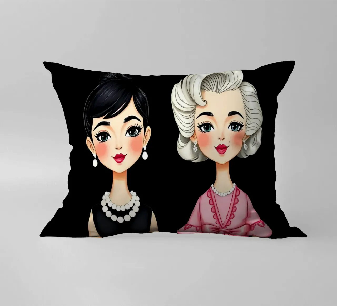 Marilyn Monroe con Audrey Hepburn cuscino da COLLEEN CRAFTS