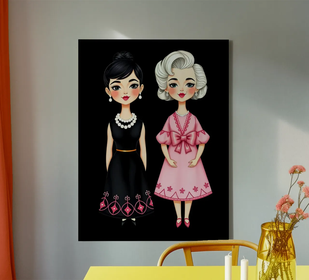 Marilyn Monroe con Audrey Hepburn tela con Cornice a cassetta da COLLEEN CRAFTS