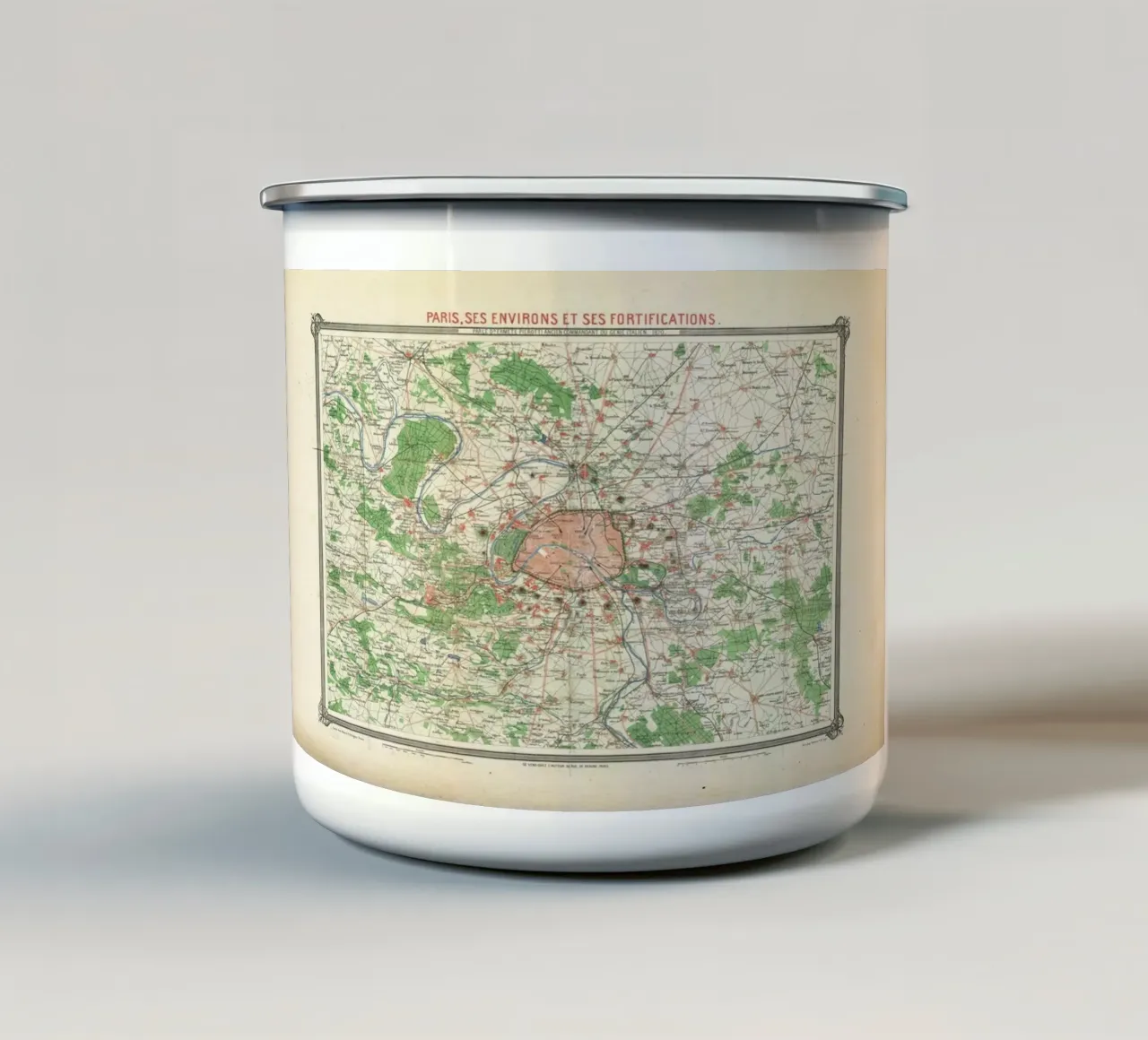 Erhard Map Of Paris And Vicinity, France tazza in smalto da Artokoloro Quint Lox Ltd