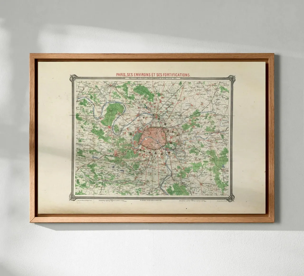 Erhard Map Of Paris And Vicinity, France tela con Cornice a cassetta da Artokoloro Quint Lox Ltd