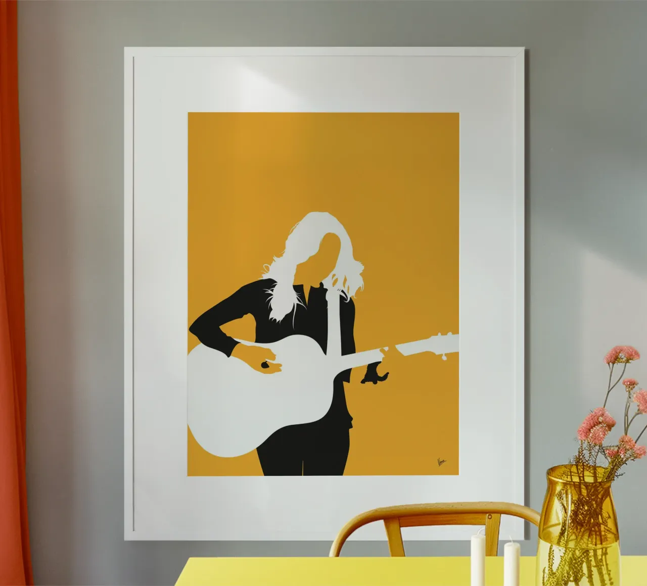 No074 Sheryl Crow poster con telaio in legno da Iconic Rockstars