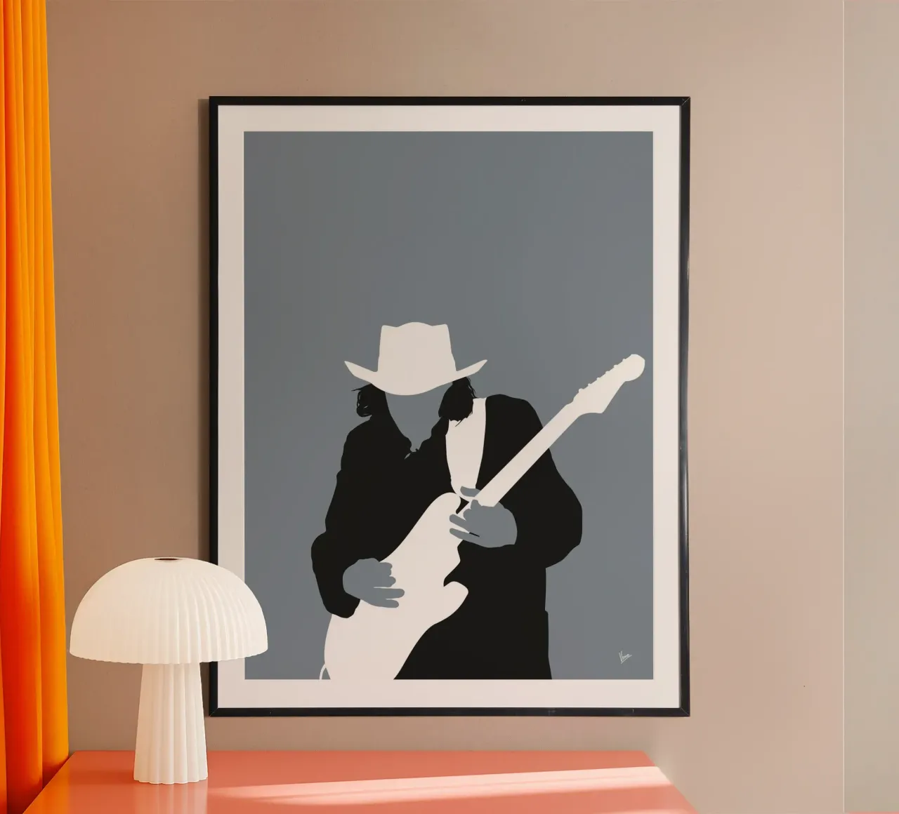 No087 Stevie Ray Vaughan poster con telaio in plastica da Iconic Rockstars