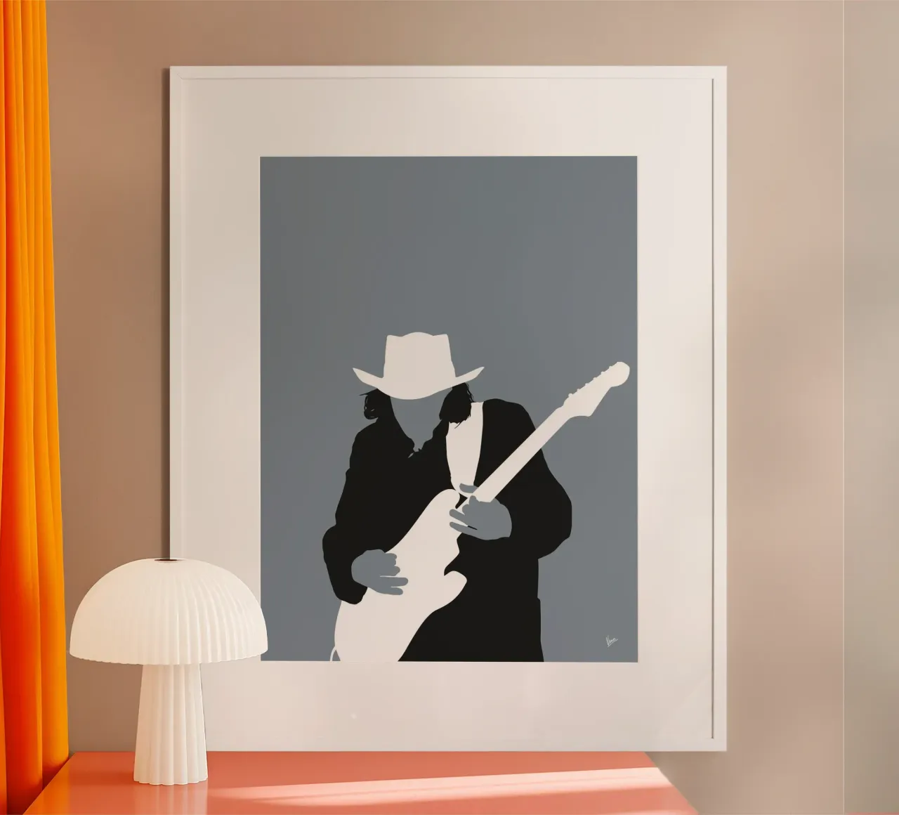 No087 Stevie Ray Vaughan poster con telaio in plastica da Iconic Rockstars
