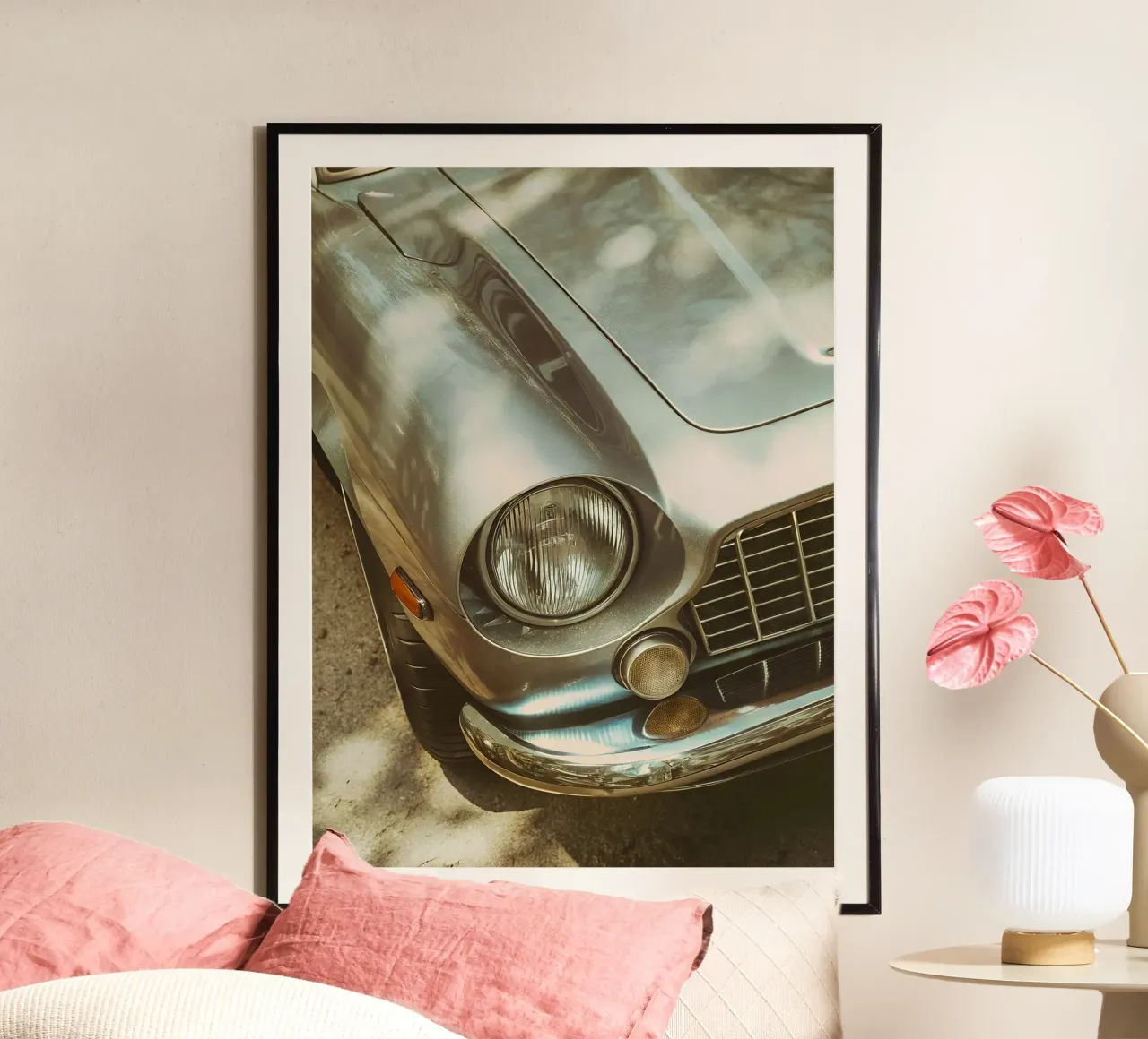 Détail de l'avant d'une voiture de course poster avec cadre en plastique de CAR EDITION