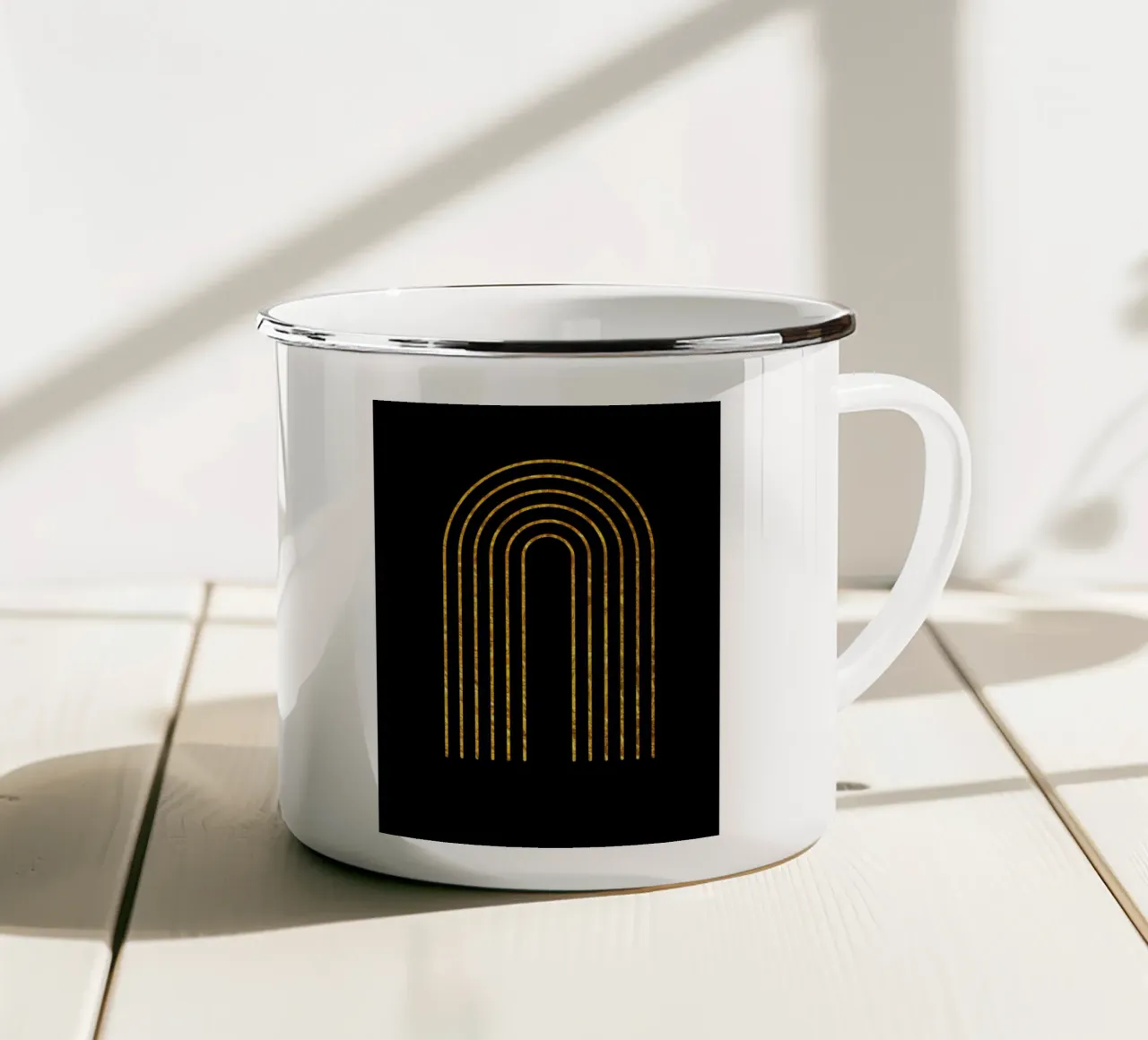Arco geometrico di metà secolo in stile Bauhaus tazza in smalto da ART DECO