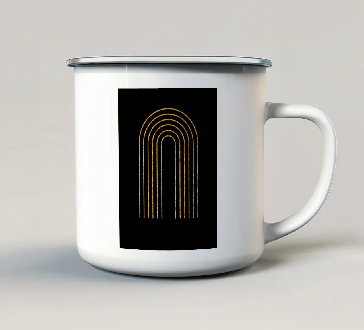Arco geometrico di metà secolo in stile Bauhaus tazza in smalto da ART DECO