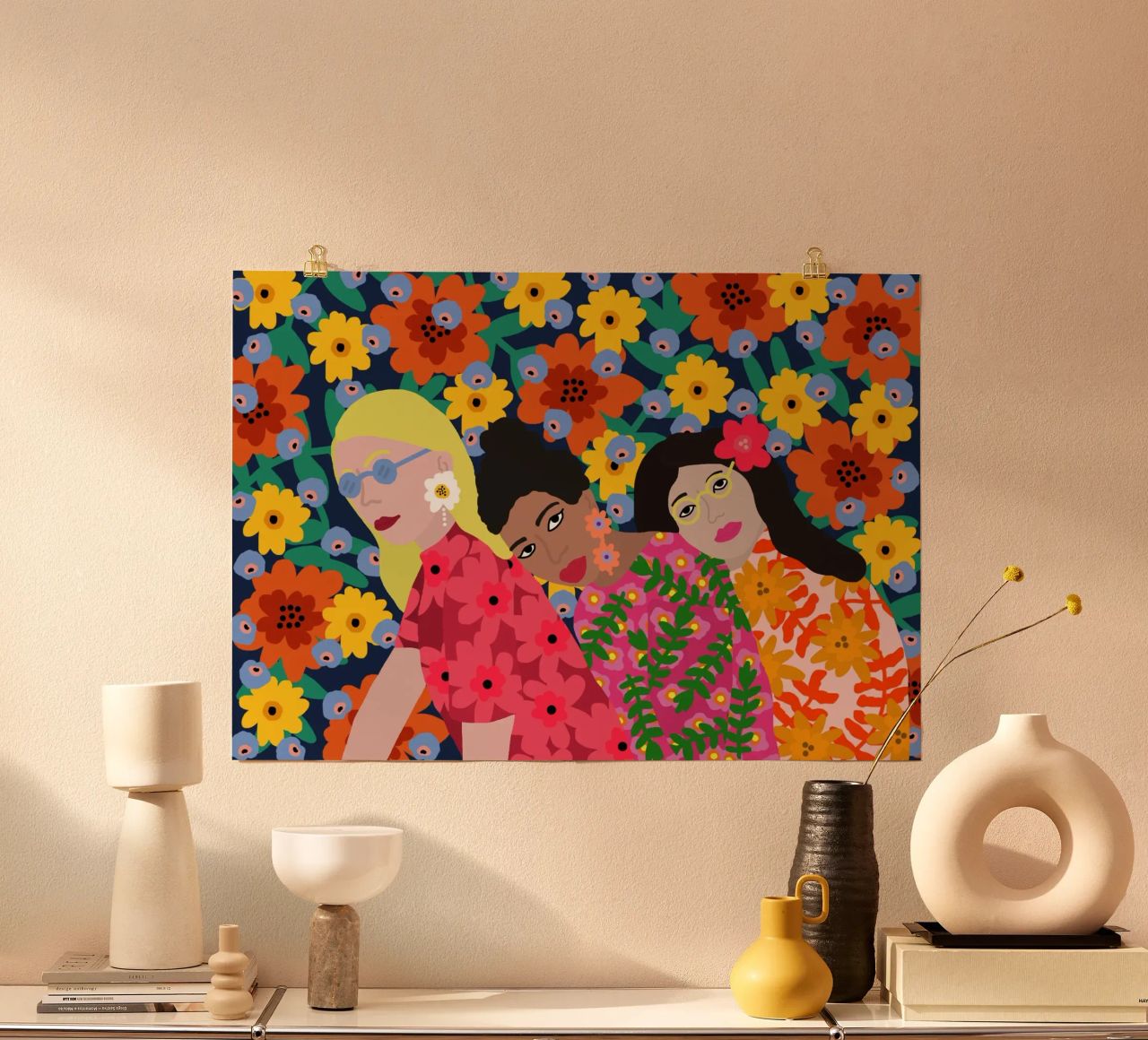 Tre amici poster da Rafaela Mascaro