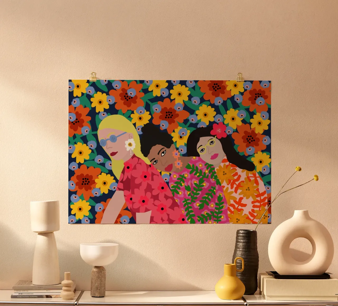 Tre amici poster da Rafaela Mascaro