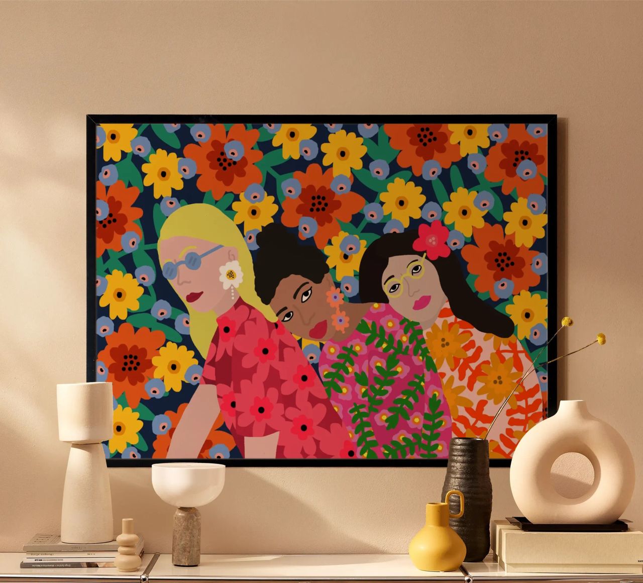 Tre amici poster da Rafaela Mascaro